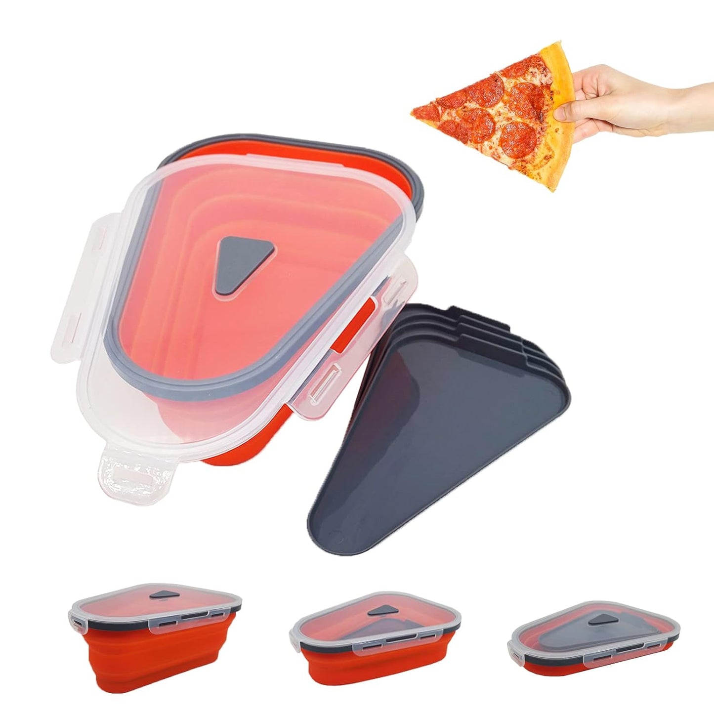 Reusable Pizza Storage Containers With 5 Microwavable Serving Trays Silicone Container Expandable Adjustable For Packing Pizza At Home Outdoor
