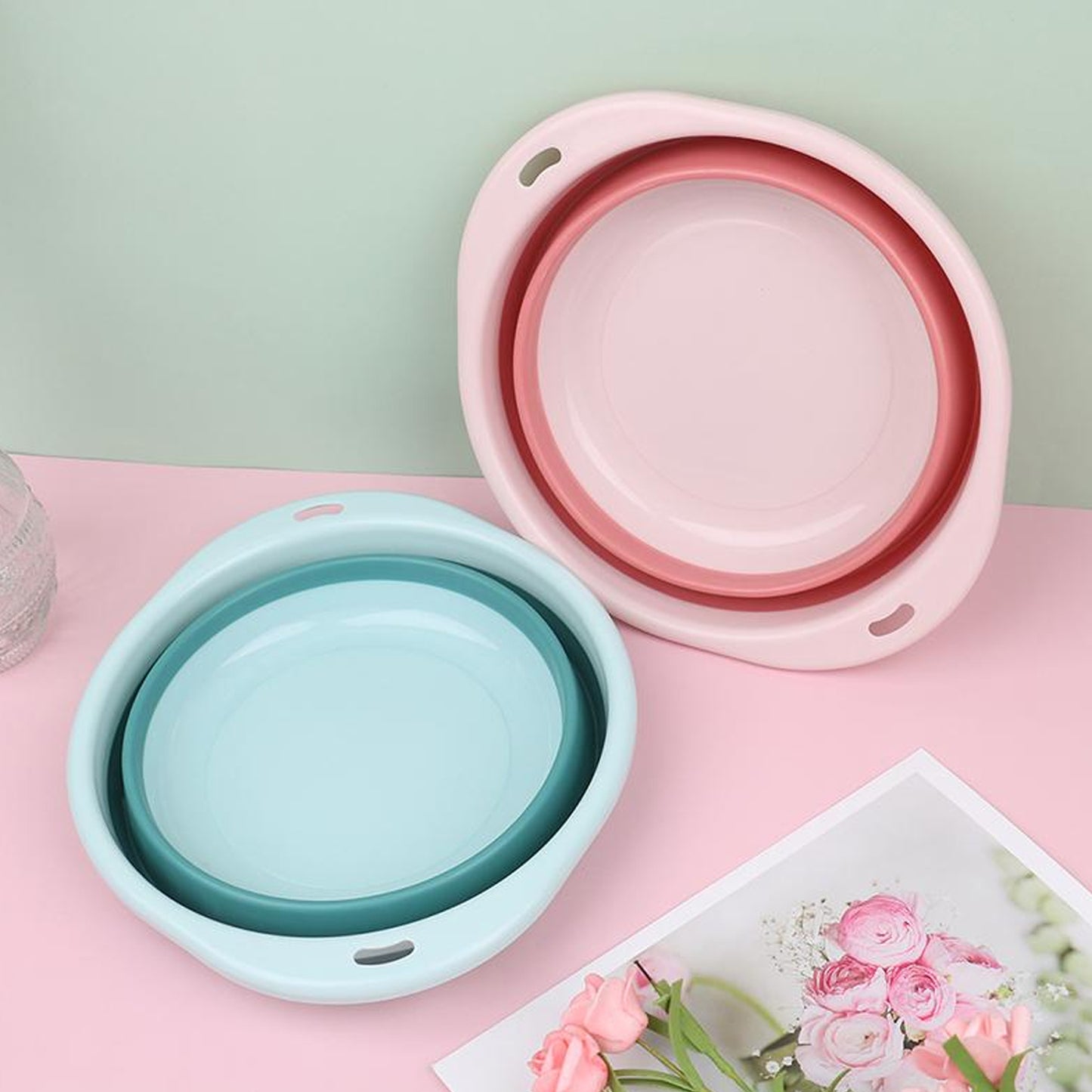Multi-purpose Portable Collapsible Folding Tub With Hanging Hole Save Storage Space Also Use For Multi Use