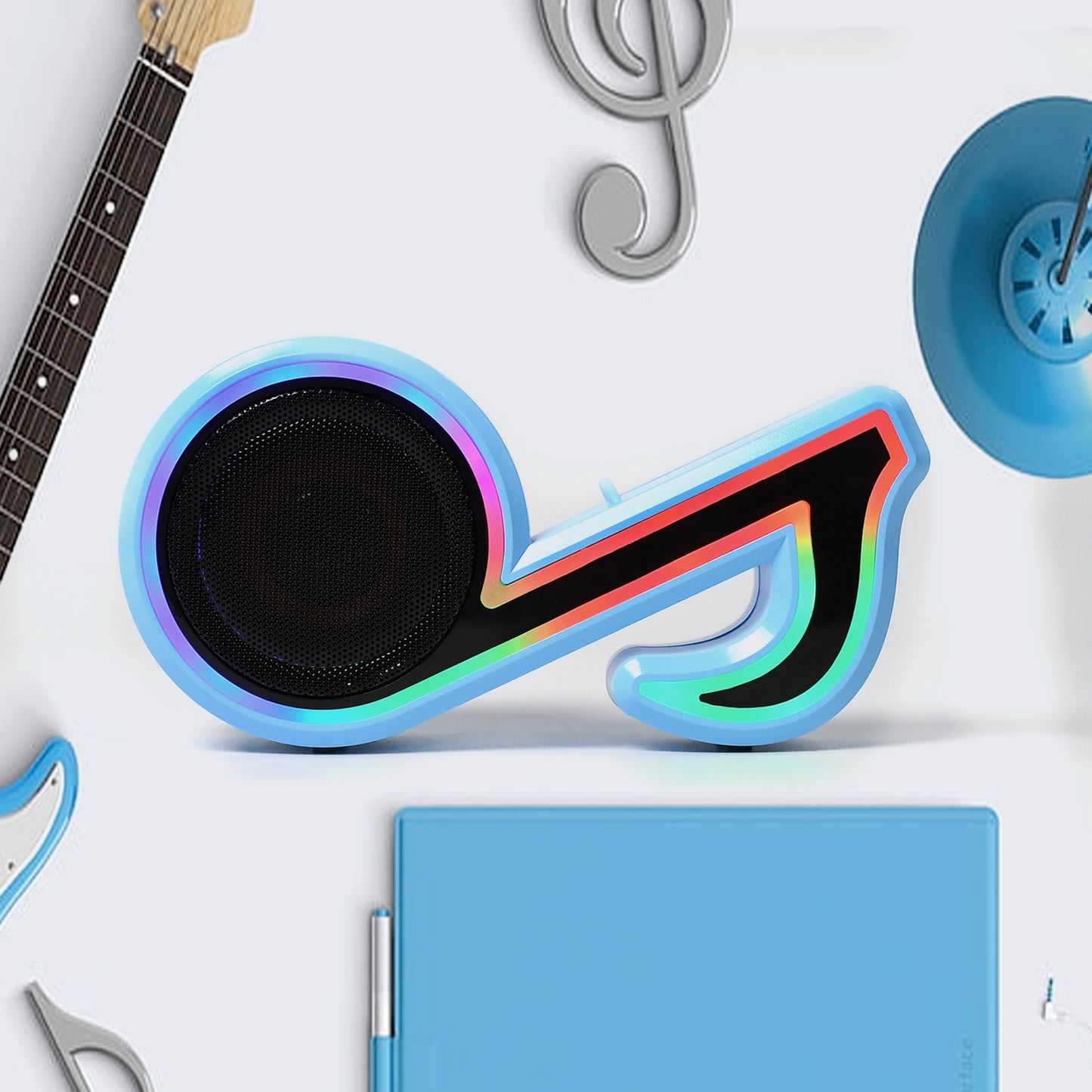 Mini Portable Music Note Shape Speaker Subwoofer Colorful Musical Note Led Lighting Sound For Creatives Gift Computer Phone Sound Equipment