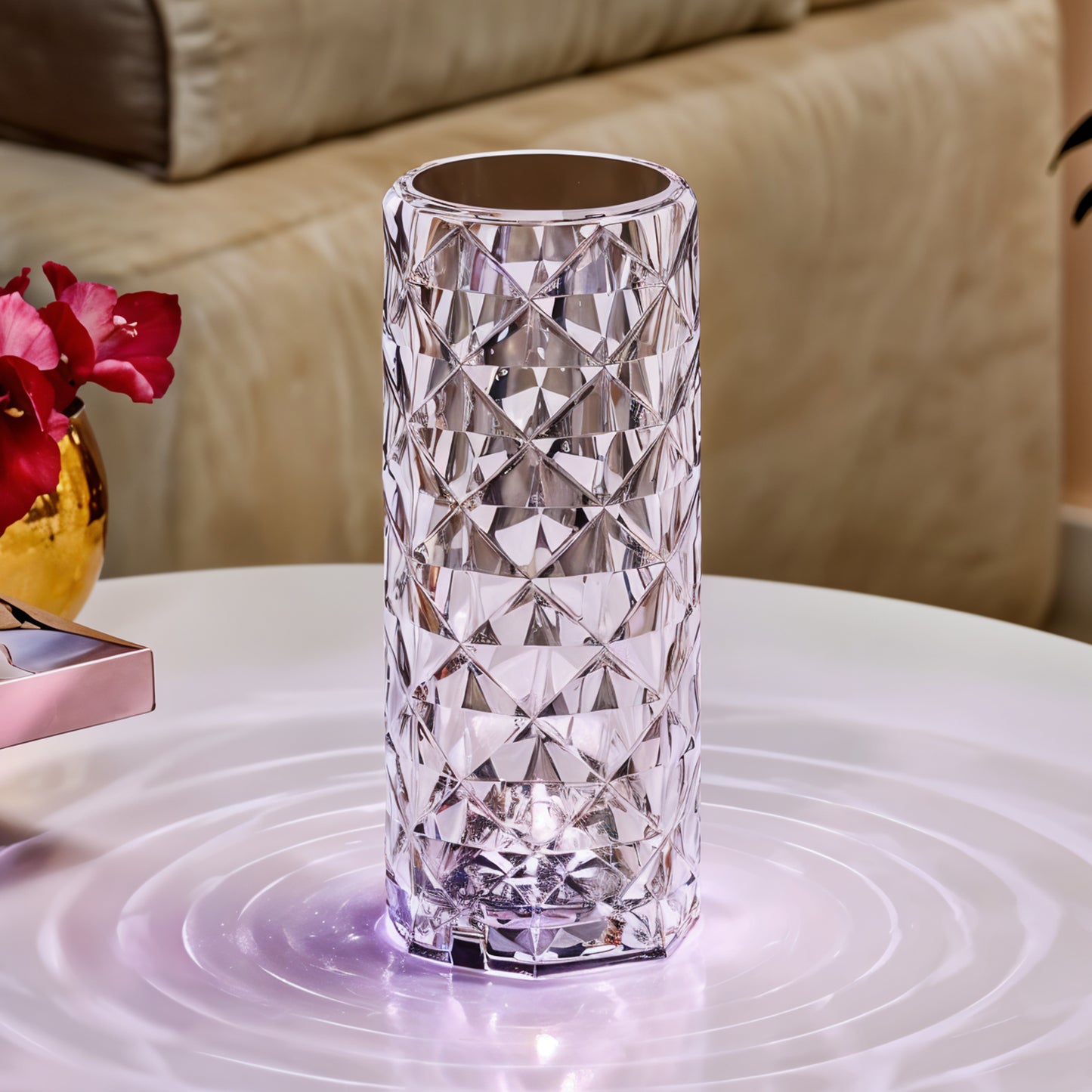 Premium Diamond Cut Crystal Table Lamp (1 Pc Without Remote Cable)