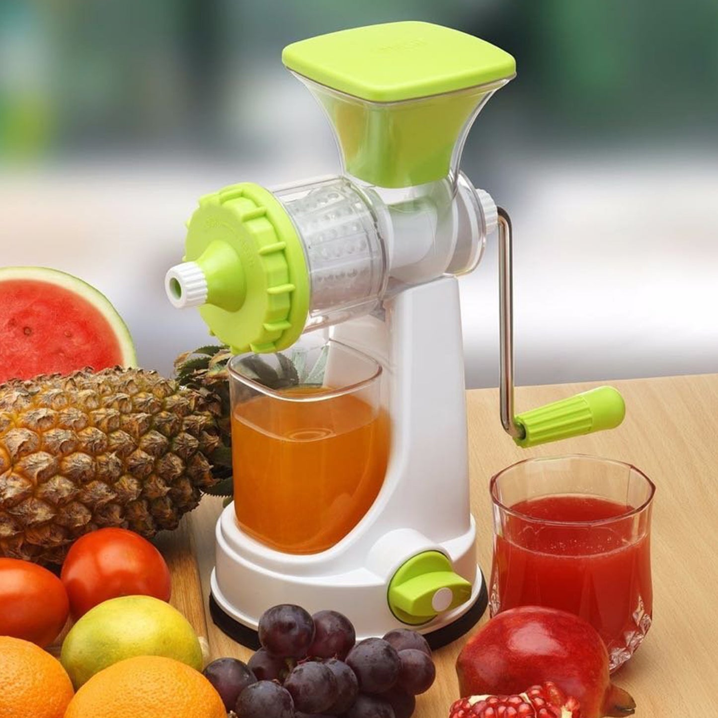 Ganesh Kitchenware Plastic Hand Juicer New Smart Fruit Vegetable Multipurpose Juicer (Colorrandom Greenblueredorange) ( Colors May Vary ) (Multicolor Pack Of 1)