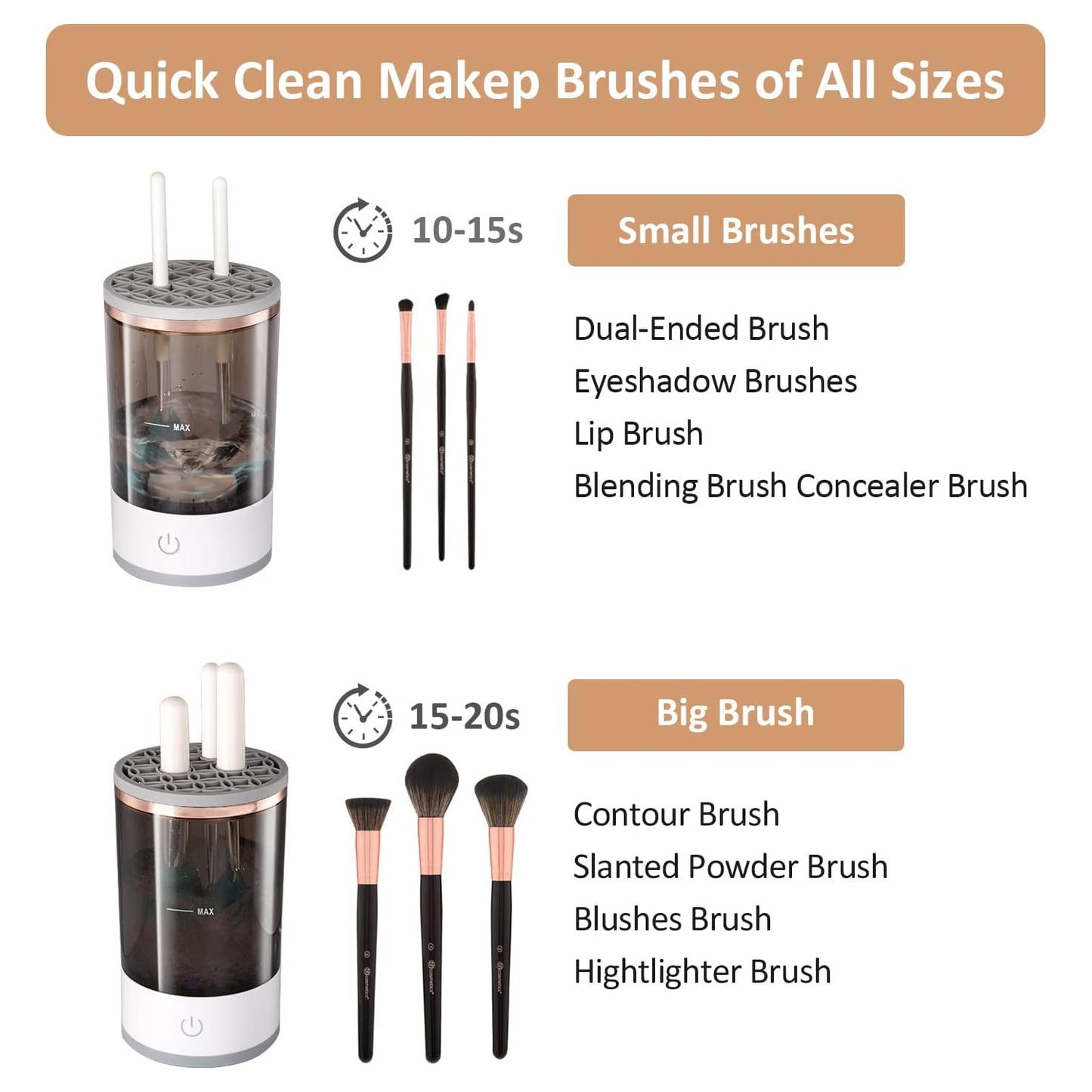 Automatic Makeup Brush Cleaner Fast Electric Brush Cleaner Hand Free Machine Super Clean Brush Washer Brushes Organizer Tool (1 Pc)