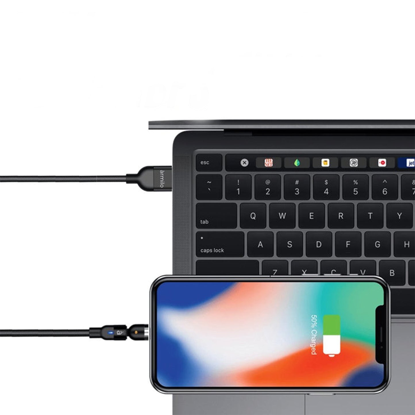 3 In 1 Magnetic Usb Charging Cable Usb-c Android And Lightning With Extra Protecting Nylon Strong Magnetic Cable With Full Rotation Support Fast Charging