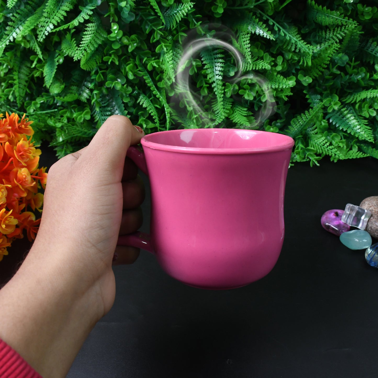 Premium Plastic Coffee Tea Cups Mug With Handle (1 Pc With Color Box Mix Color)