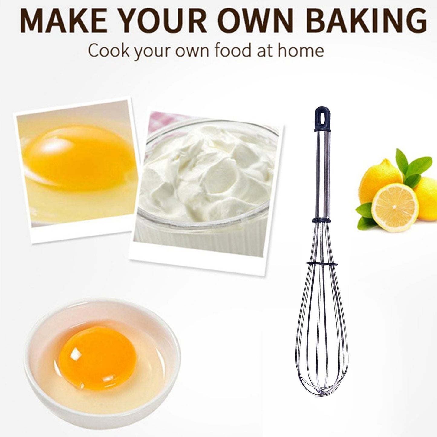 Stainless Steel Wire Whisk balloon Whisk egg Frother Milk Egg Beater (10 Inch)