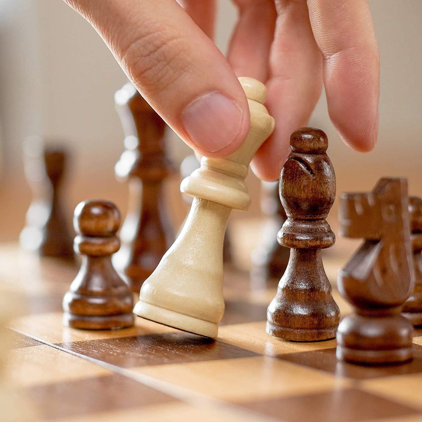 Foldable Wooden Chess Board Set (30 30 Cm 1 Set)