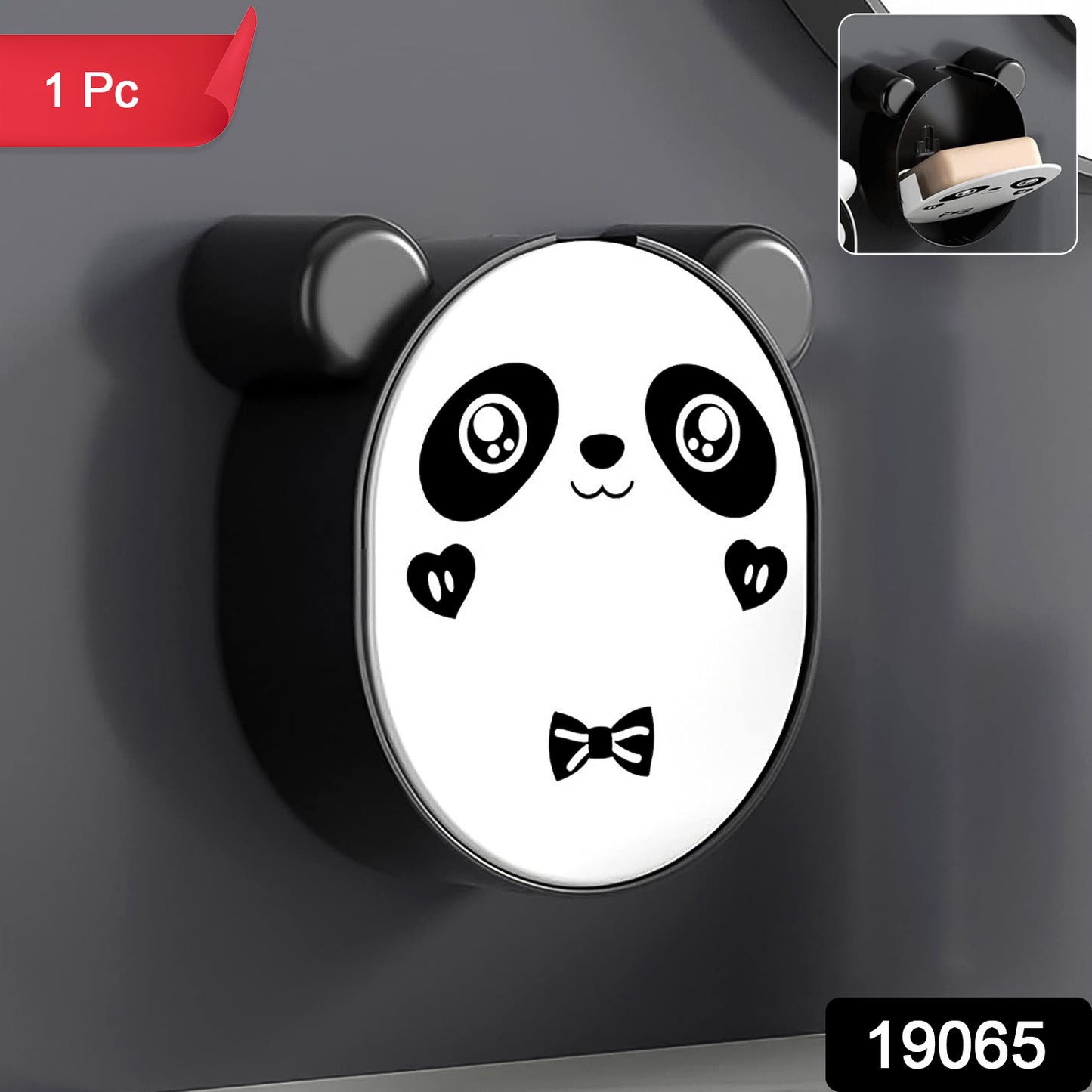Plastic Cute Panda Soap Box Wall Mounted Flip-top Drain Soap Case (1 Pc)