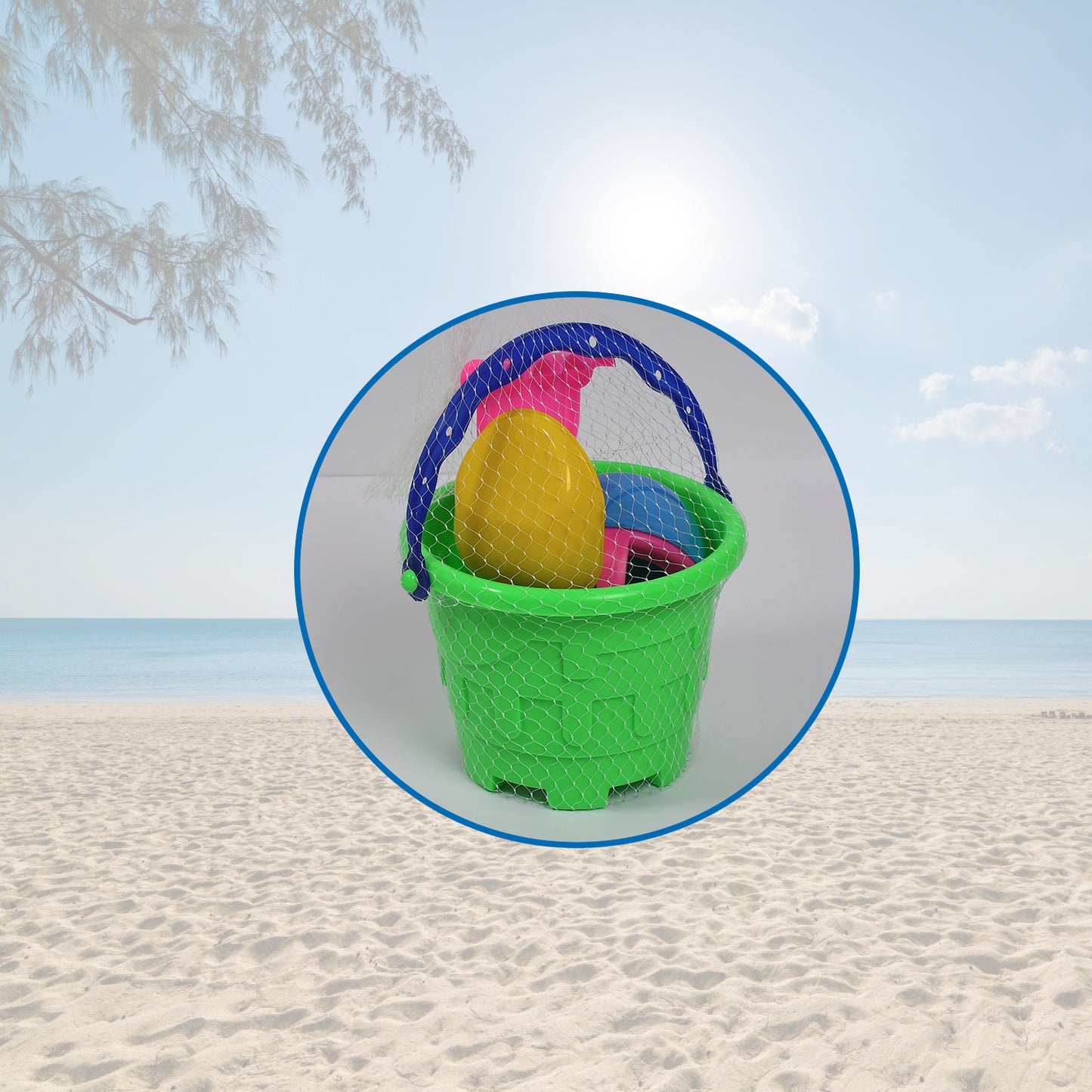 Sand Game Castle Building Plastic Beach Toy Set For Kids Summer Fun Creative Activity Playset Gardening Tool With Accessories Bucket-pack Of 6 Pcs