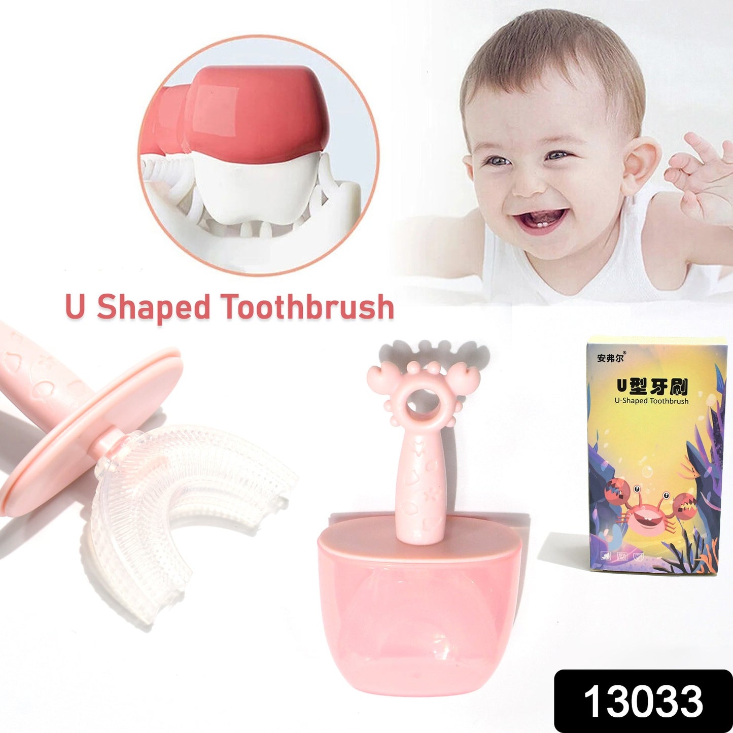 Kids U Shaped Toothbrush Children/baby Silicone Kids Toothbrushu Shaped Silicone Brush Head For 360 Degree Cleaning Suitable For 2-6 Years(1 Pc)