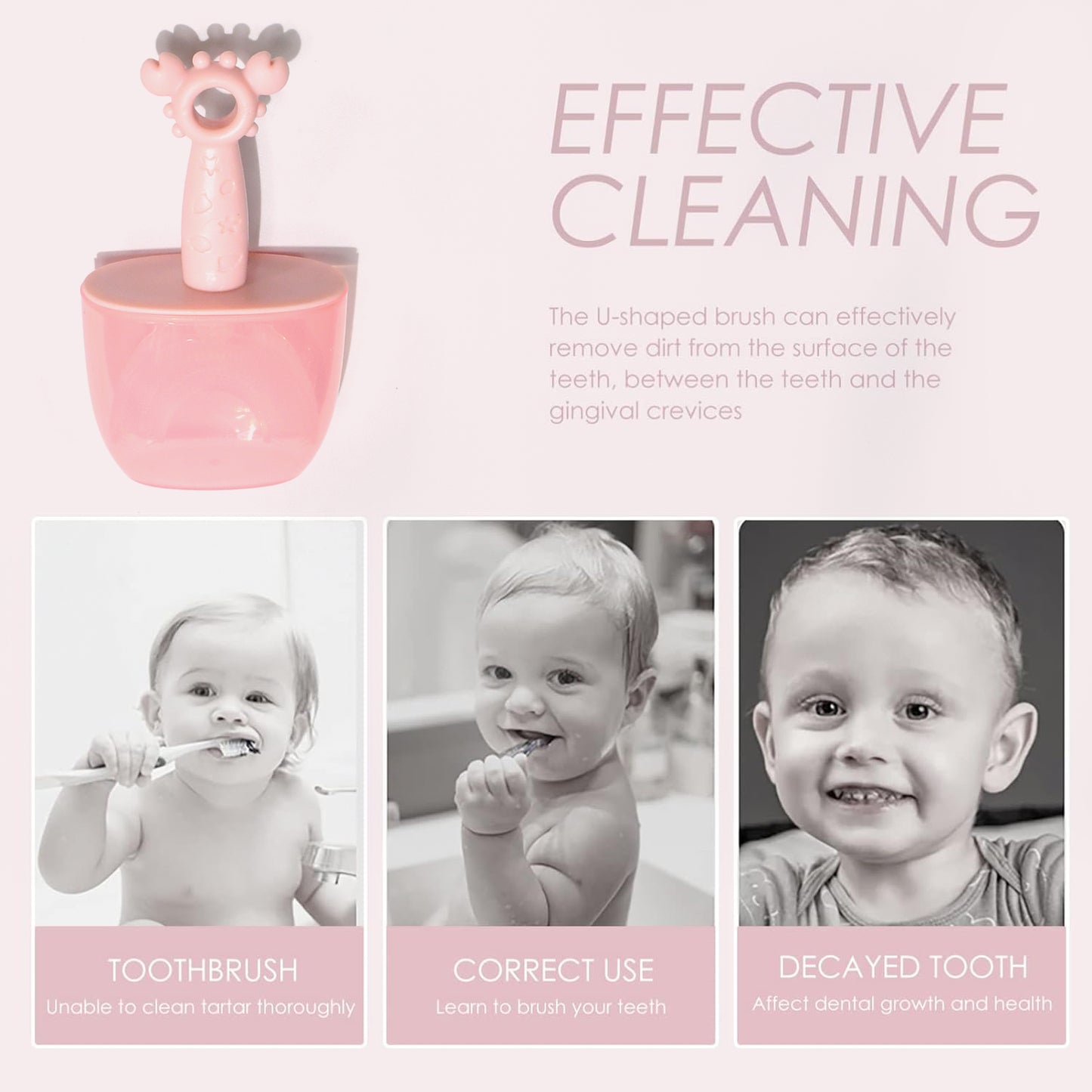 Kids U Shaped Toothbrush Children/baby Silicone Kids Toothbrushu Shaped Silicone Brush Head For 360 Degree Cleaning Suitable For 2-6 Years(1 Pc)