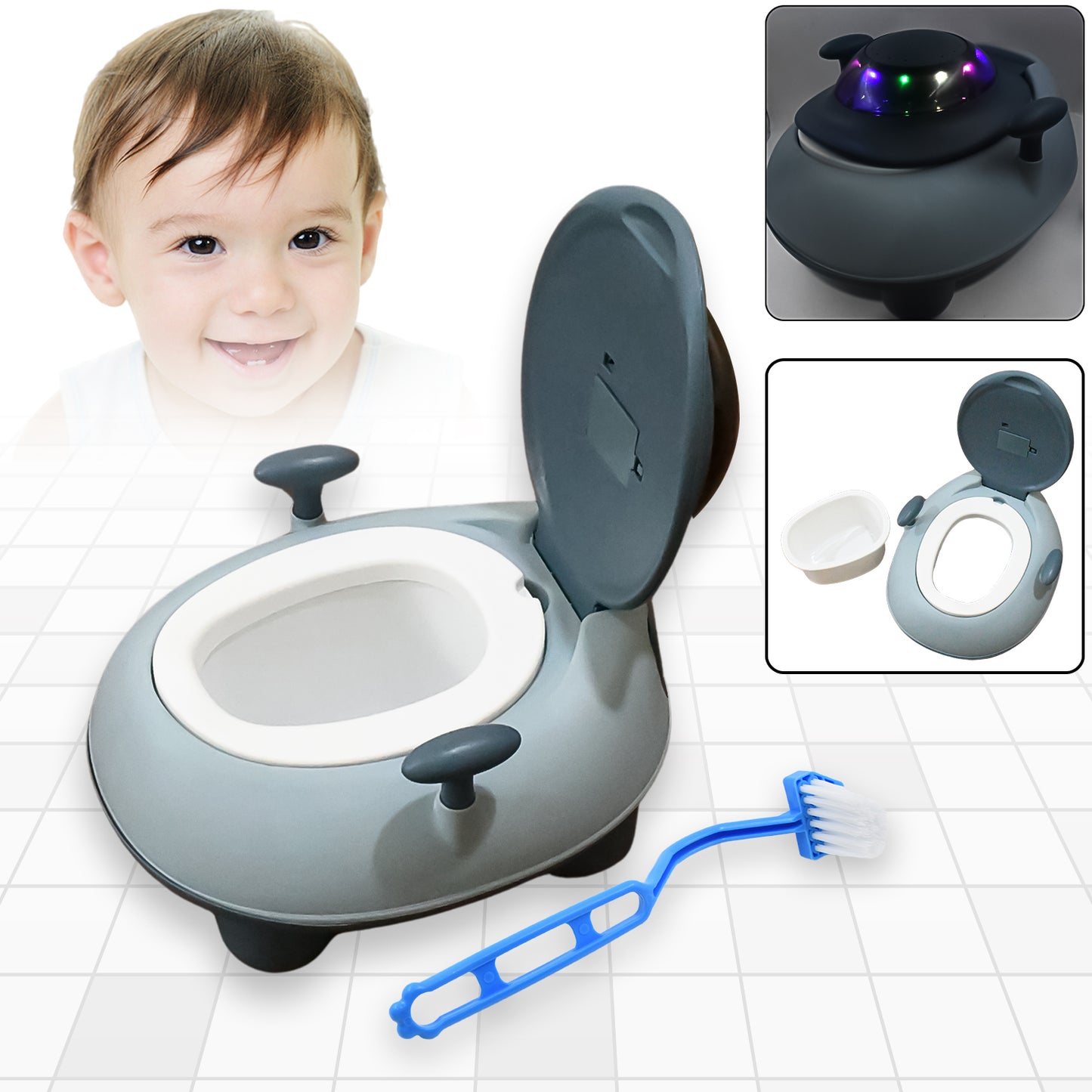 Baby Portable Lighting Music Toilet Baby Potty Training Seat Baby Potty Chair For Toddler Boys Girls Potty Seat For 1+ Year Child
