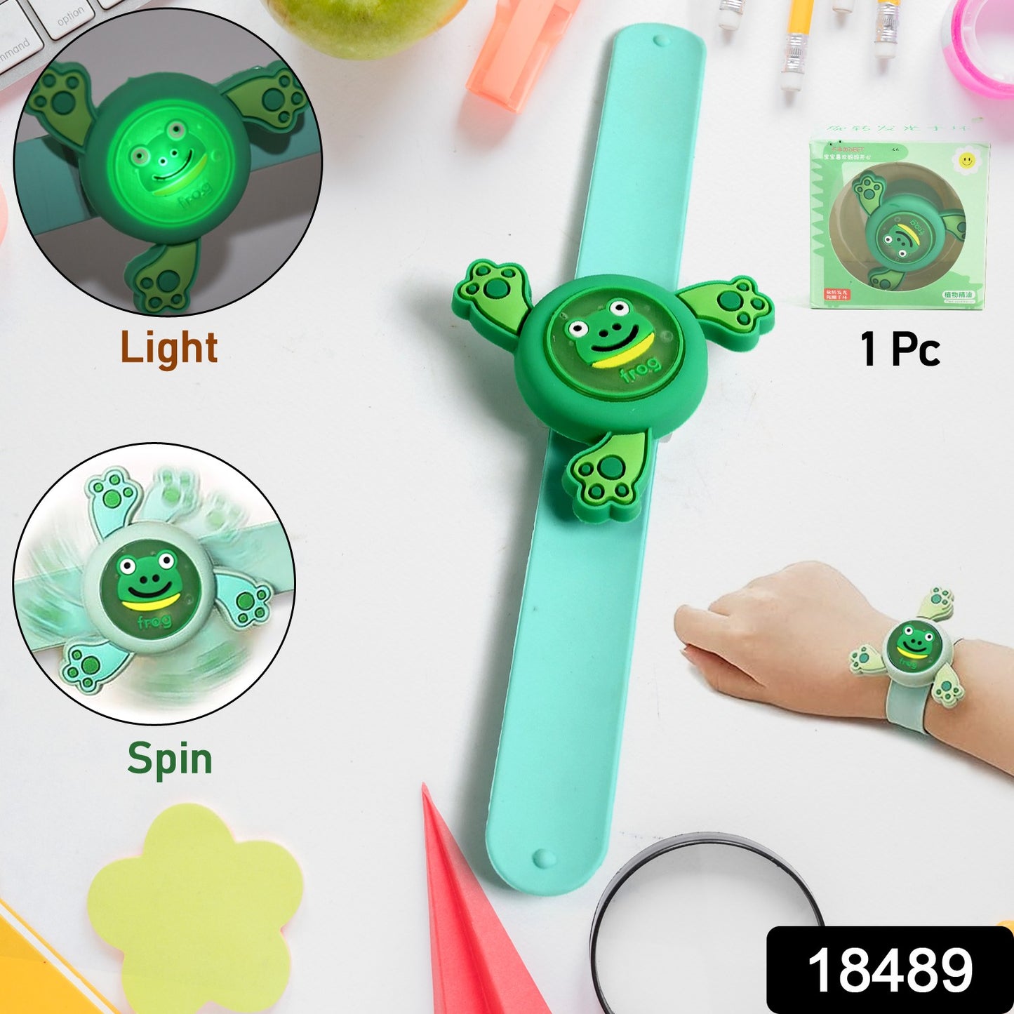 Led Light Spinning Slap Kids Cartoon Bracelet Wrist Band (1 Pc)