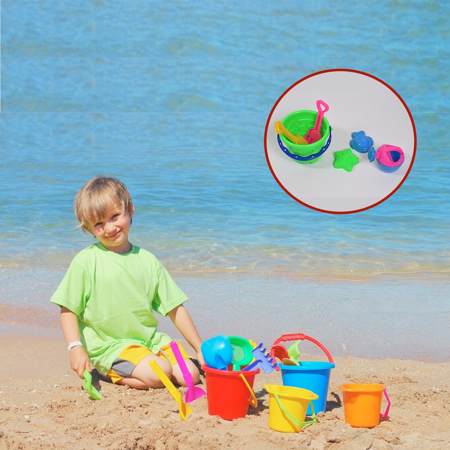 Sand Game Castle Building Plastic Beach Toy Set For Kids Summer Fun Creative Activity Playset Gardening Tool With Accessories Bucket-pack Of 6 Pcs