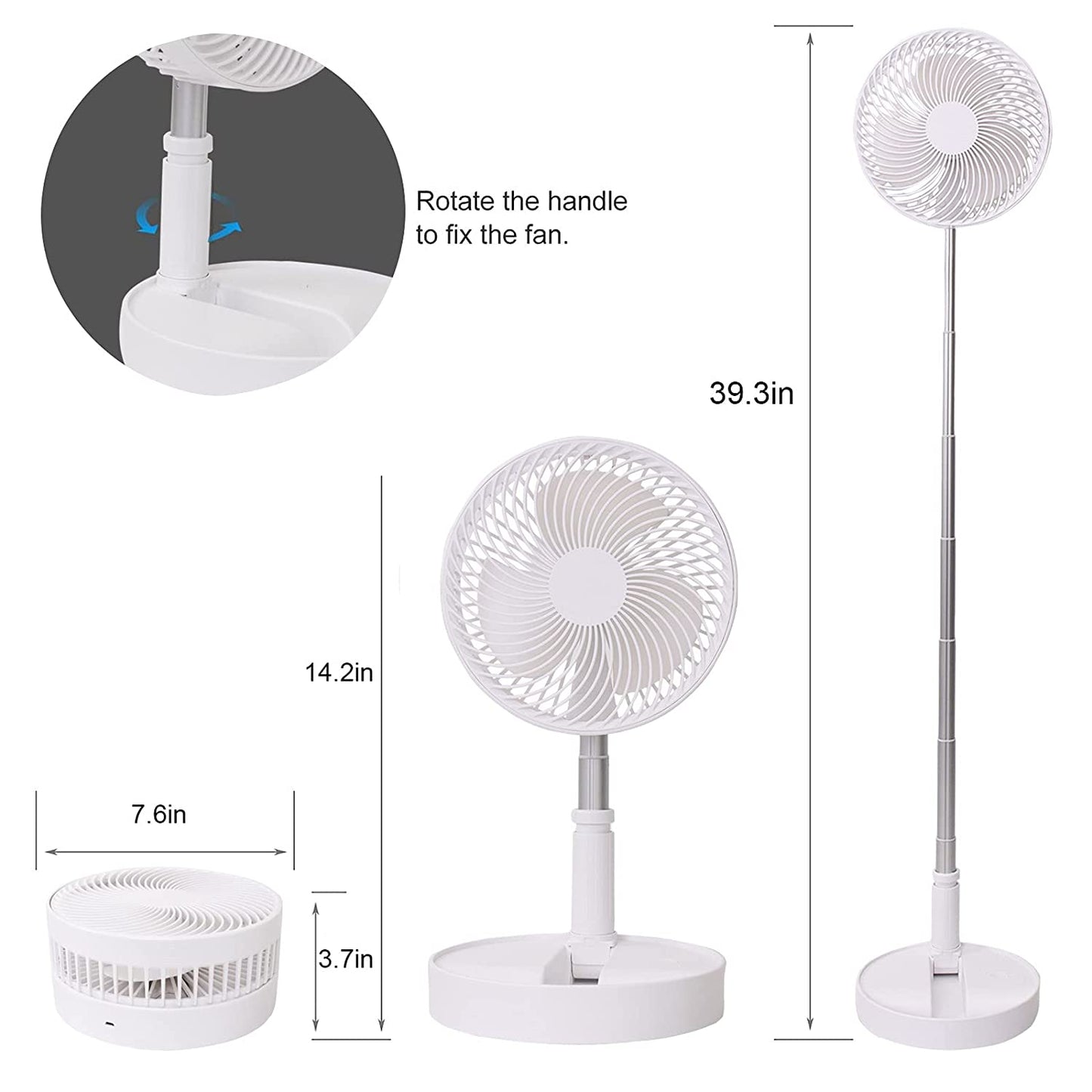 Telescopic Electric Desktop Fan Height Adjustable Foldable Portable For Travelcarry Silent Table Top Personal Fan For Bedside Office Table (Battery Not Include)