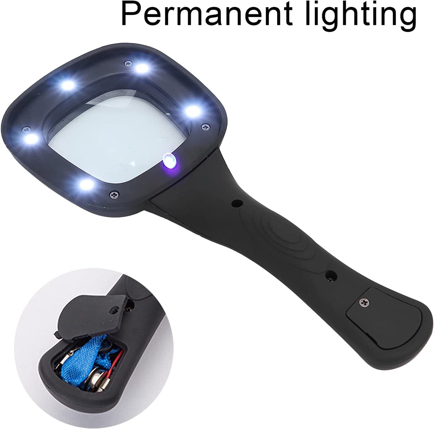 Handheld Magnifying Glass 6 Led Illuminated Lighted Magnifier For Seniors Reading Soldering Inspection Coins Jewelry Exploring