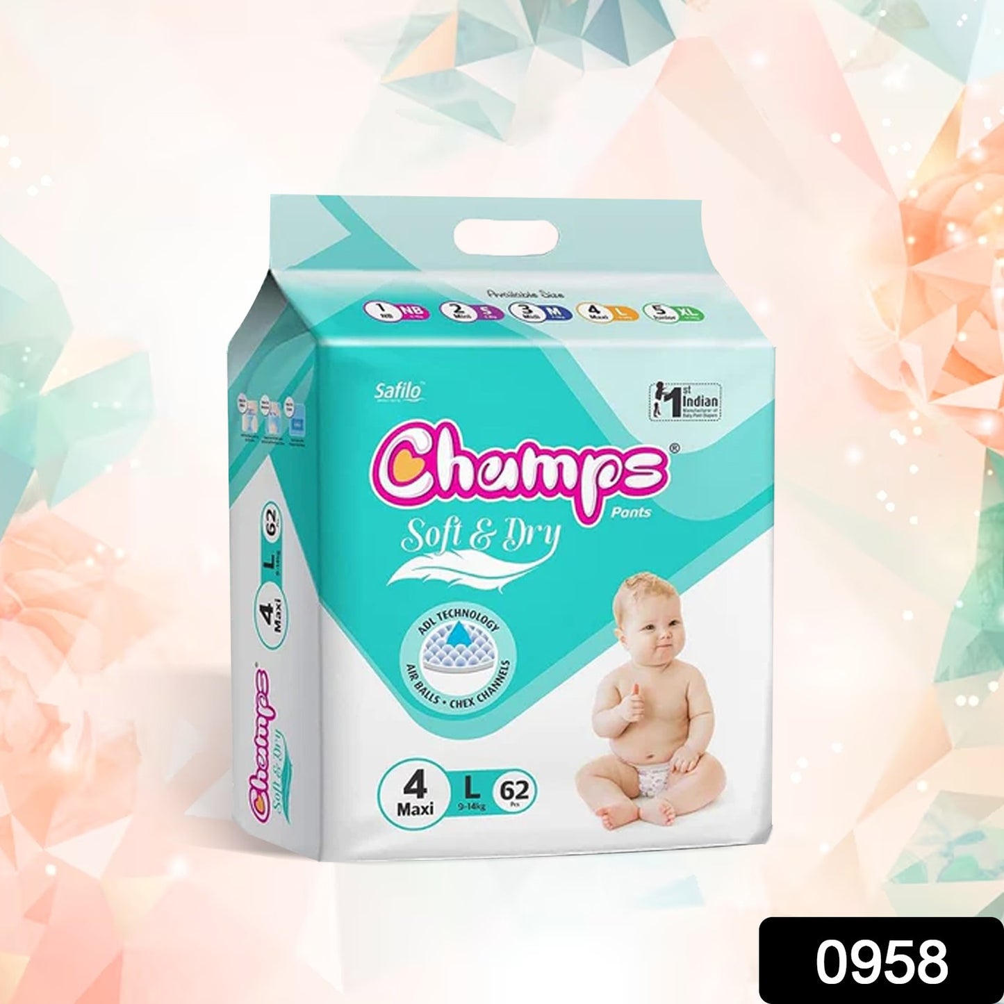 Champs Soft And Dry Baby Diaper Pants 62 Pcs (Large Size)