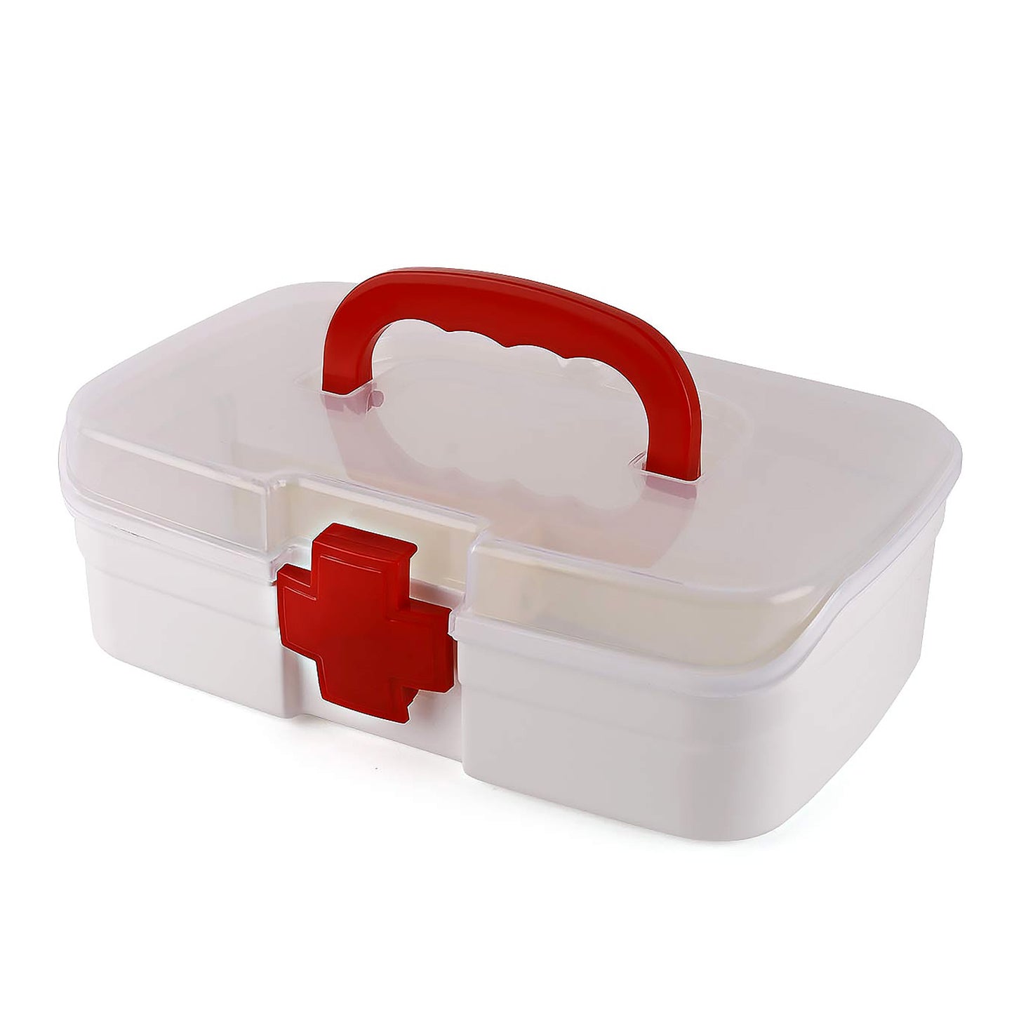 3 Compartment Medical Box 1 Piece Indoor Outdoor Medical Utility Medicine Storage Box Detachable Tray Medical Box Multi Purpose Regular Medicine First Aid Box With Handle Transparent Lid Color Box