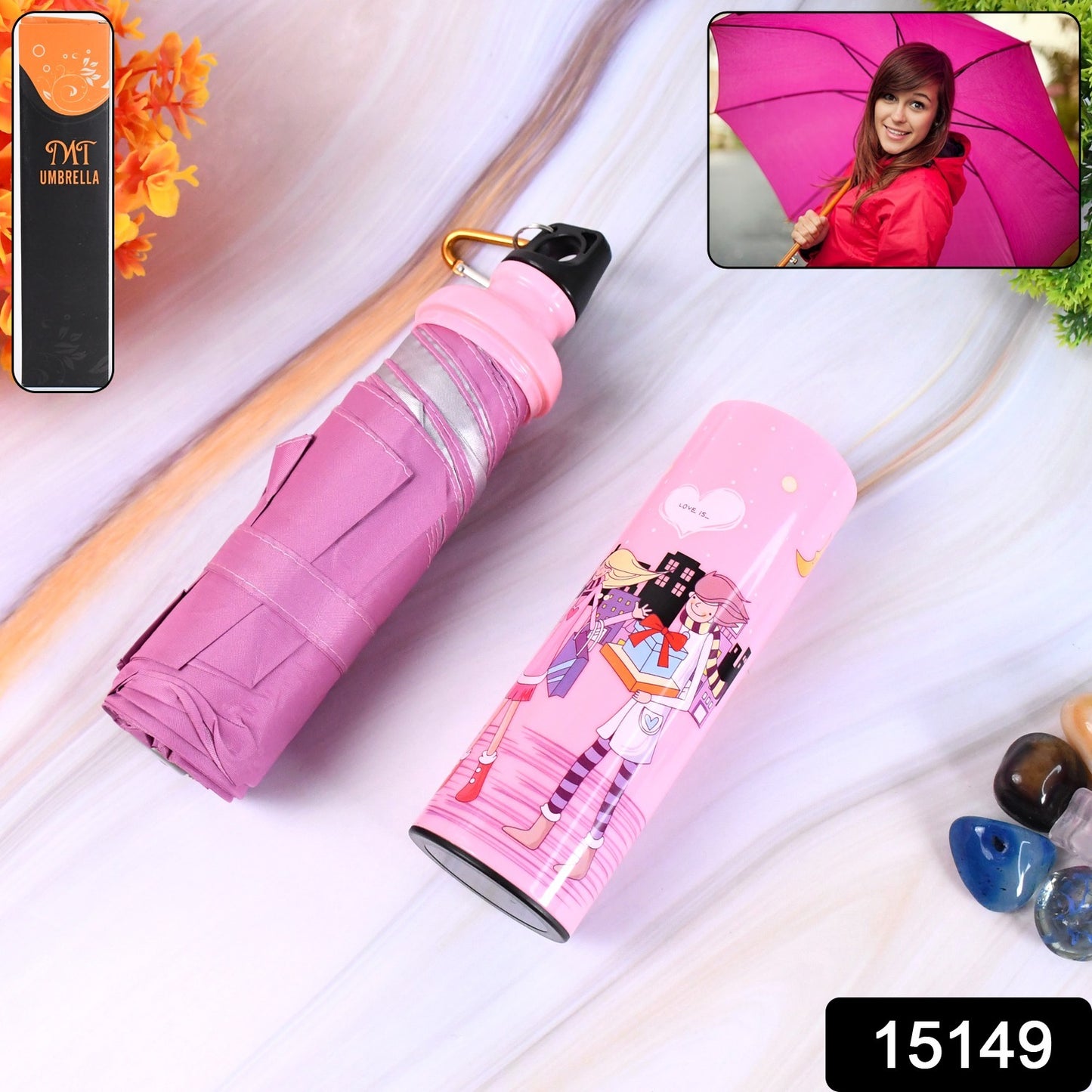 4 Fold Foldable Bottle Summer Umbrella For On-the-go (1 Pc Mix Color)