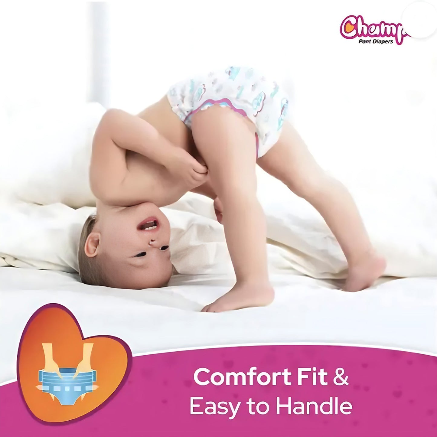Medium Champs Dry Pants Style Diaper- Medium (10 Pcs) Best For Travel Absorption Champs Baby Diapers Champs Soft And Dry Baby Diaper Pants (M 10 Pcs )