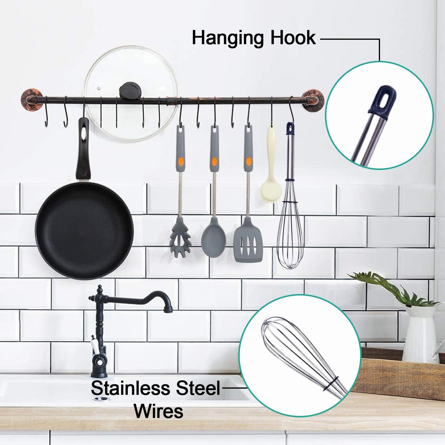 Stainless Steel Wire Whisk balloon Whisk egg Frother Milk Egg Beater (10 Inch)