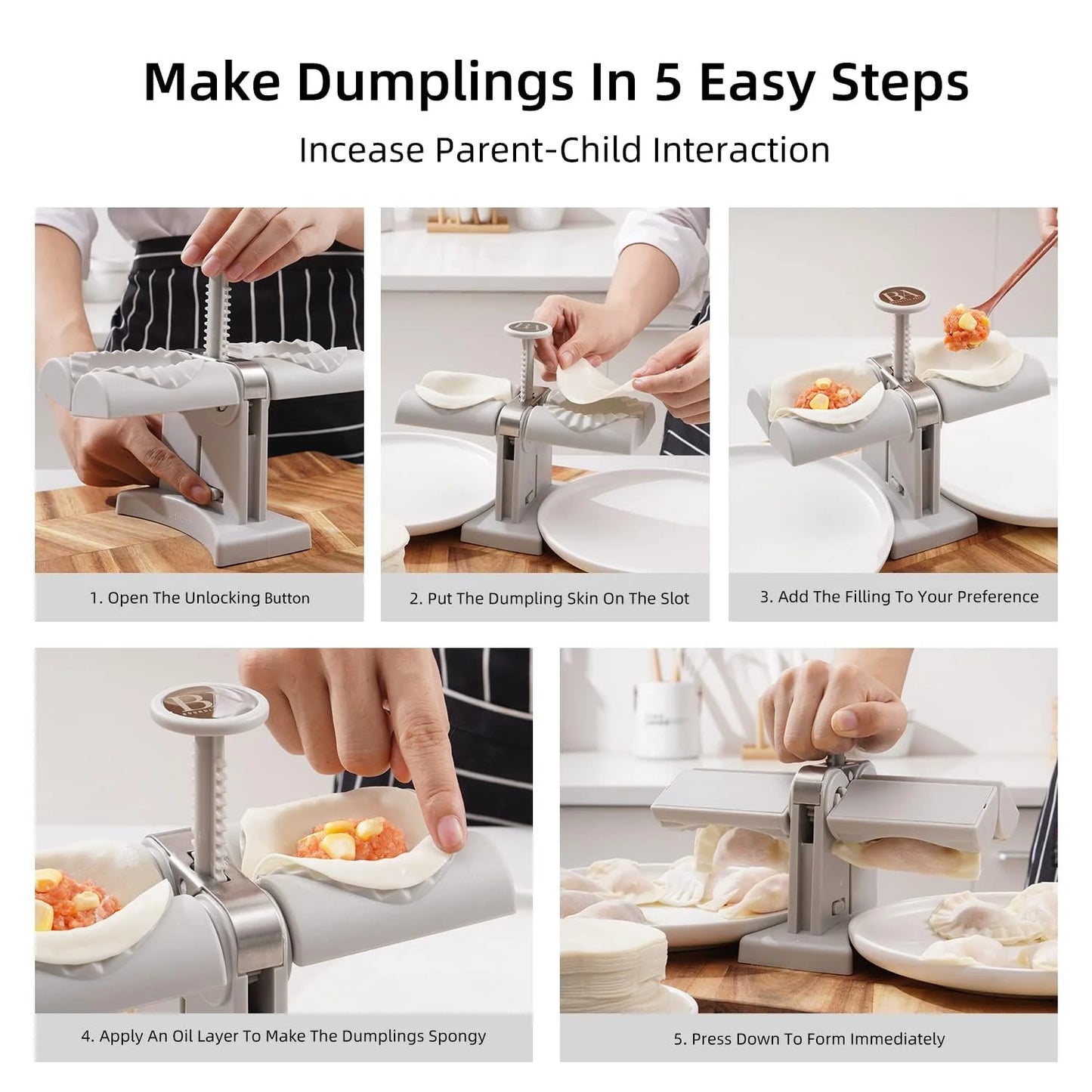 Dumpling Maker Mold double Head Dumpling Mold Wrap Two At A One Timehousehold Dumpling Maker Mouldeasy-tool For Making Dumplingsdumpling Press Mold Kitchen Accessories (Brown Box)