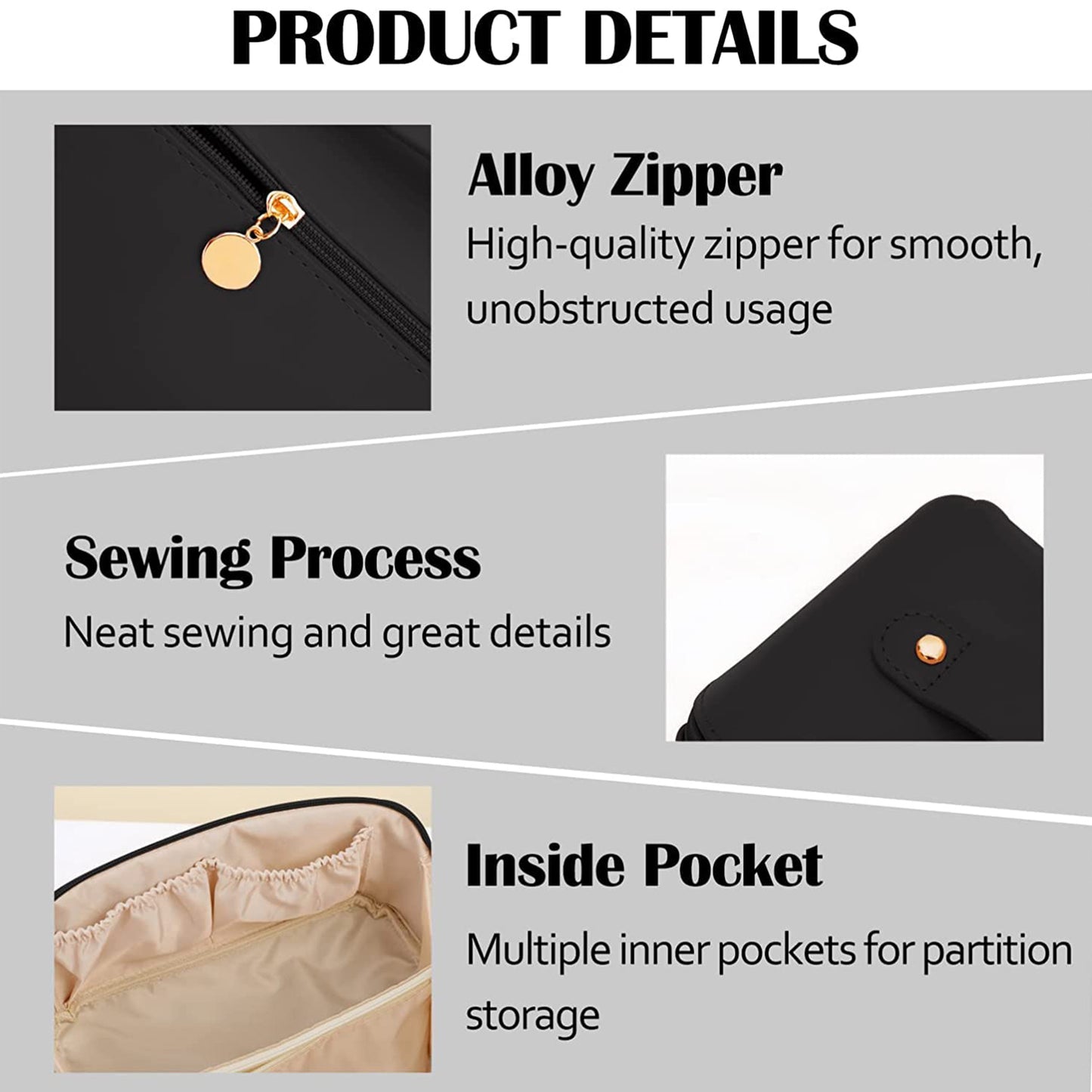 Premium Travel Makeup Toiletry Organizer Pouch With Zipper Handle(1 Pc)