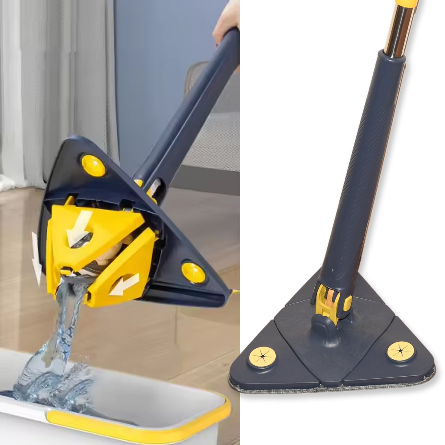 Rotatable Adjustable Triangle Cleaning Mop Triangle Mop With Stainless Steel Long Handle Push-pull Squeezing Cleaning Mop Dry Wet Mop For Floor Windows (1 Pc)