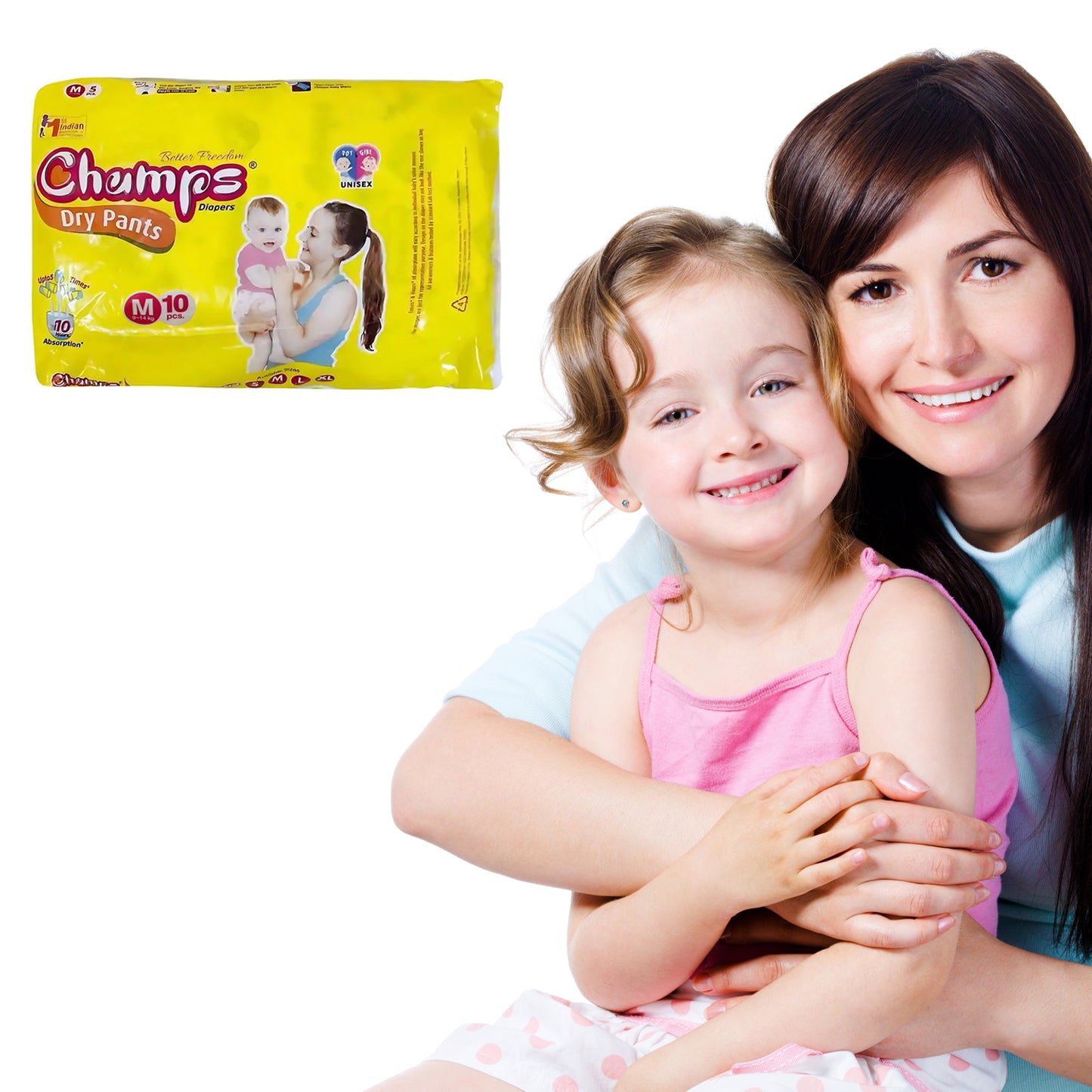 Medium Champs Dry Pants Style Diaper- Medium (10 Pcs) Best For Travel Absorption Champs Baby Diapers Champs Soft And Dry Baby Diaper Pants (M 10 Pcs )