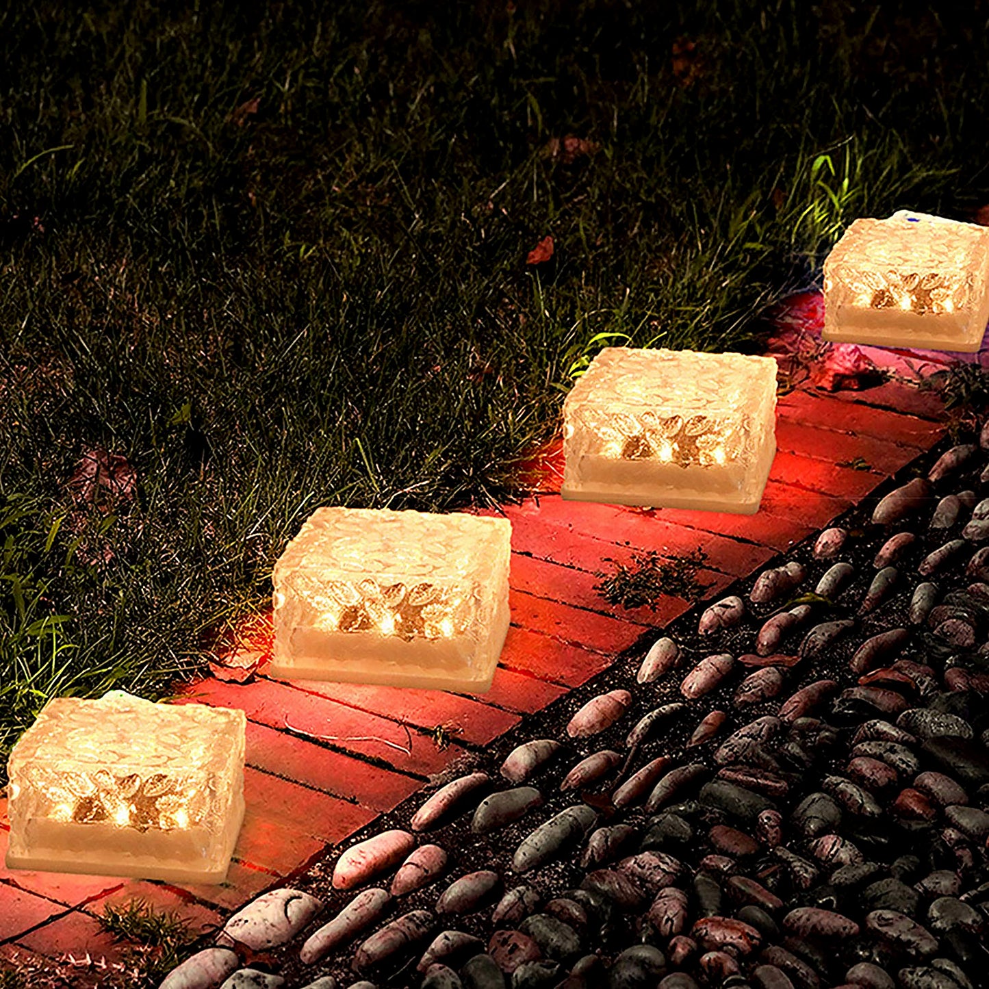 Solar Ice Cube Shaped Garden Light Ice Cube Shaped Garden Warm Light Outdoor Solar Garden Decorative Lights For Walkway Pathway Backyard Christmas Decoration Parties
