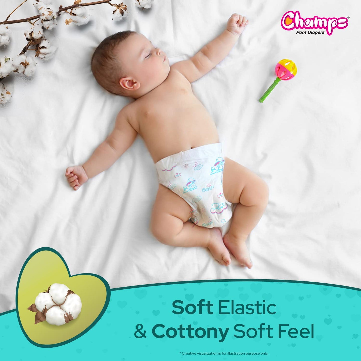 Champs Soft And Dry Baby Diaper Pants 62 Pcs (Large Size)