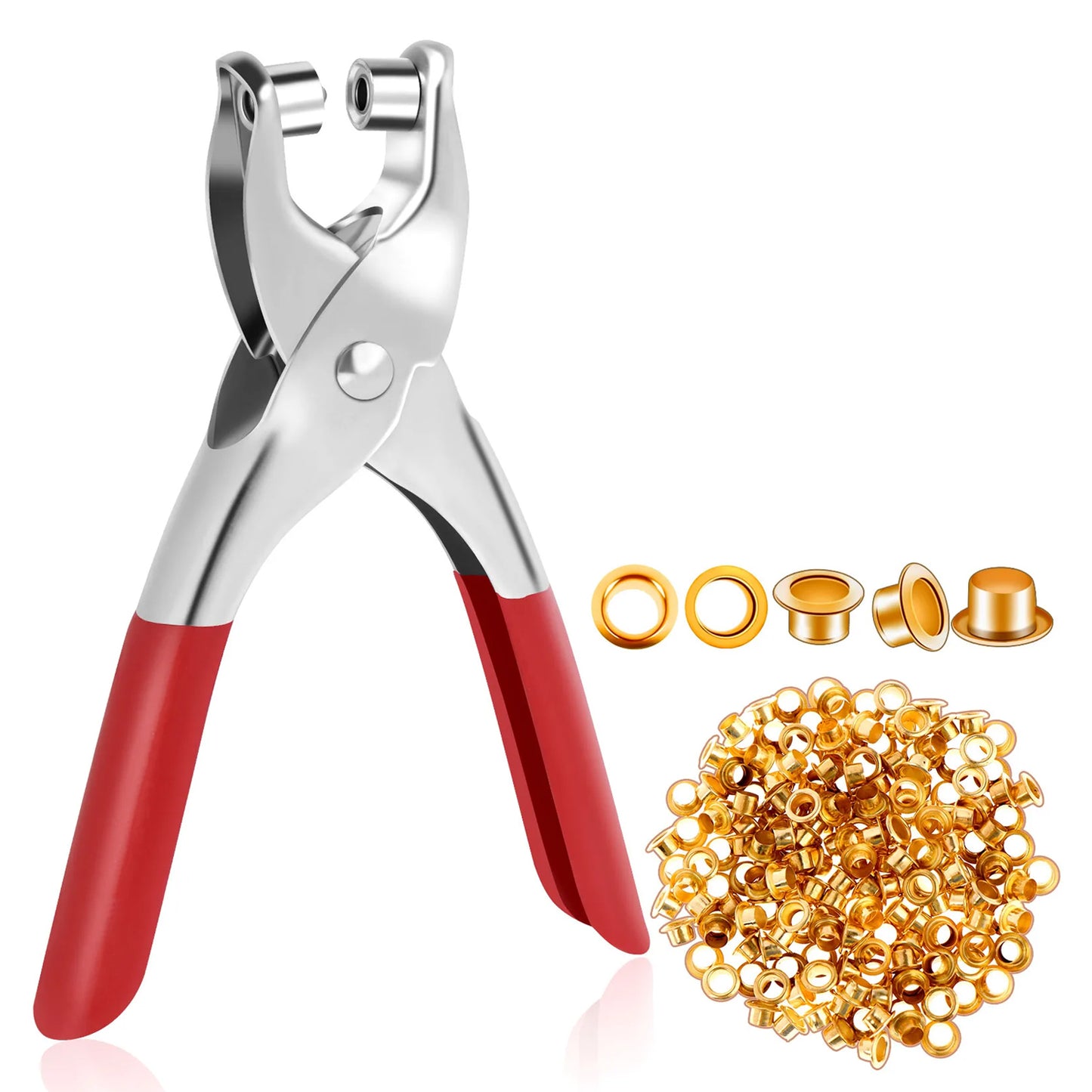 Grommet Setting Tool With 25 Pcs Gold Eyelets Grommets Steel Hole Punch Setter Kit For Leather Canvas All Fabrics Men And Women Clothes Shoes Belts Bags Crafts