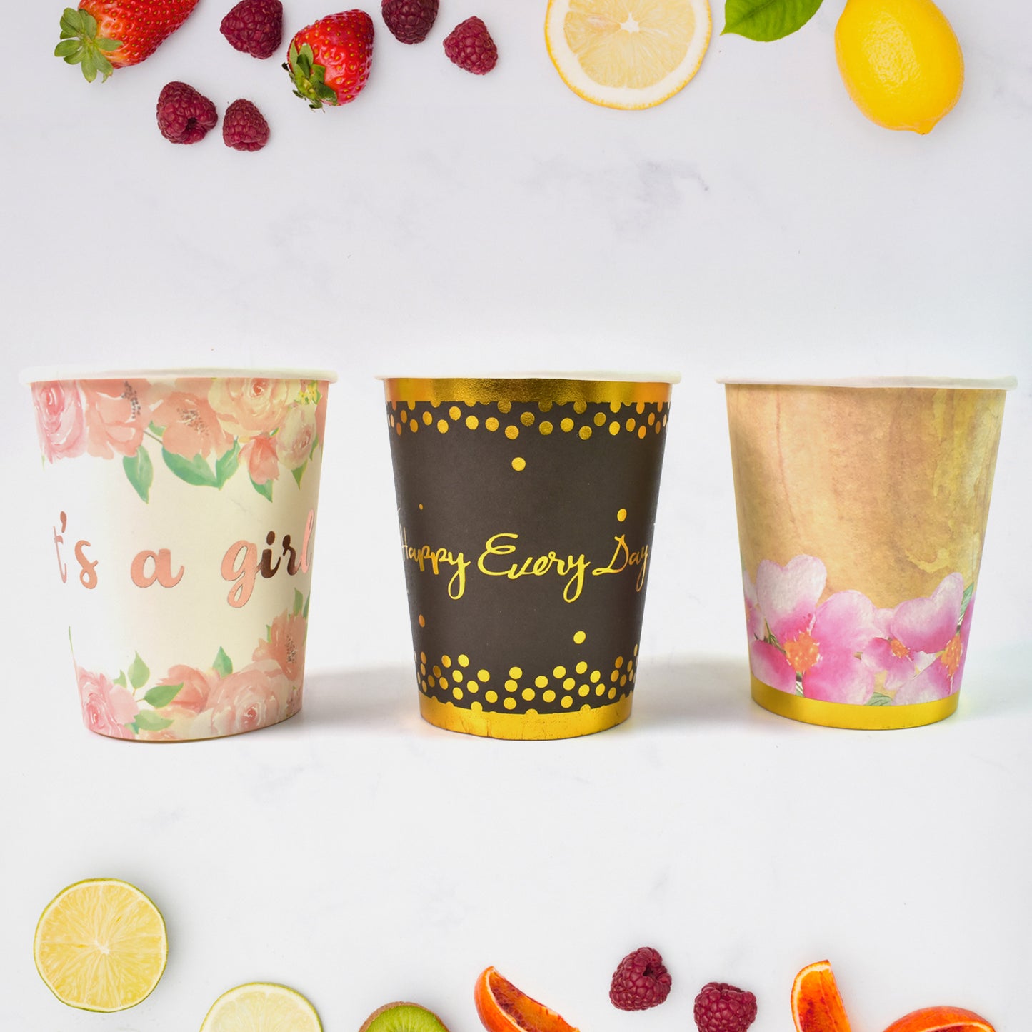 Disposable Paper Cups Disposable Tea Coffee Cups (3 Pcs Set Mix Color)