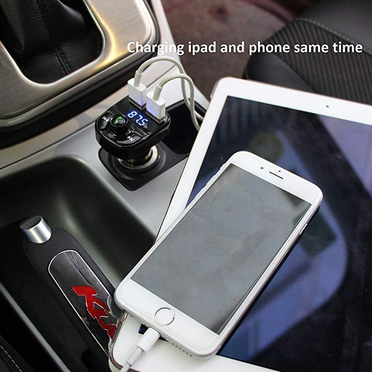 Car-x8 Bluetooth Fm Transmitter Kit For Hands-free Call Receiver Music Player Call Receiver Fast Mobile Charger Ports For All Smartphoneswith 3.1a Quick Charge Dual Usb Car Charger