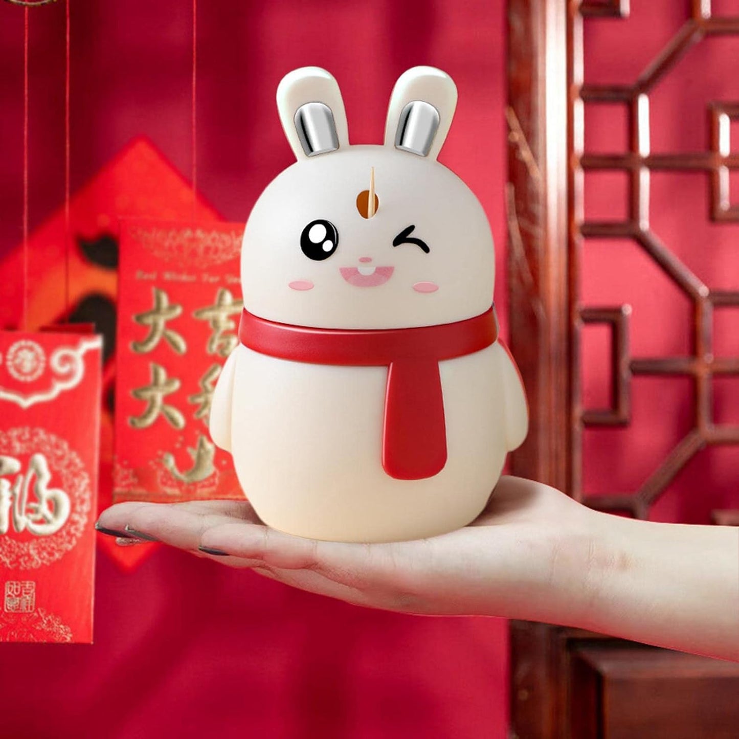 Rabbit Shape Toothpick Dispenser Pressing Small Size Accessory Durable Red Home Garden Kitchen Dining Bar Kitchen Storage Organization Racks Holders Dining Room Table Decoration (1 Pc )