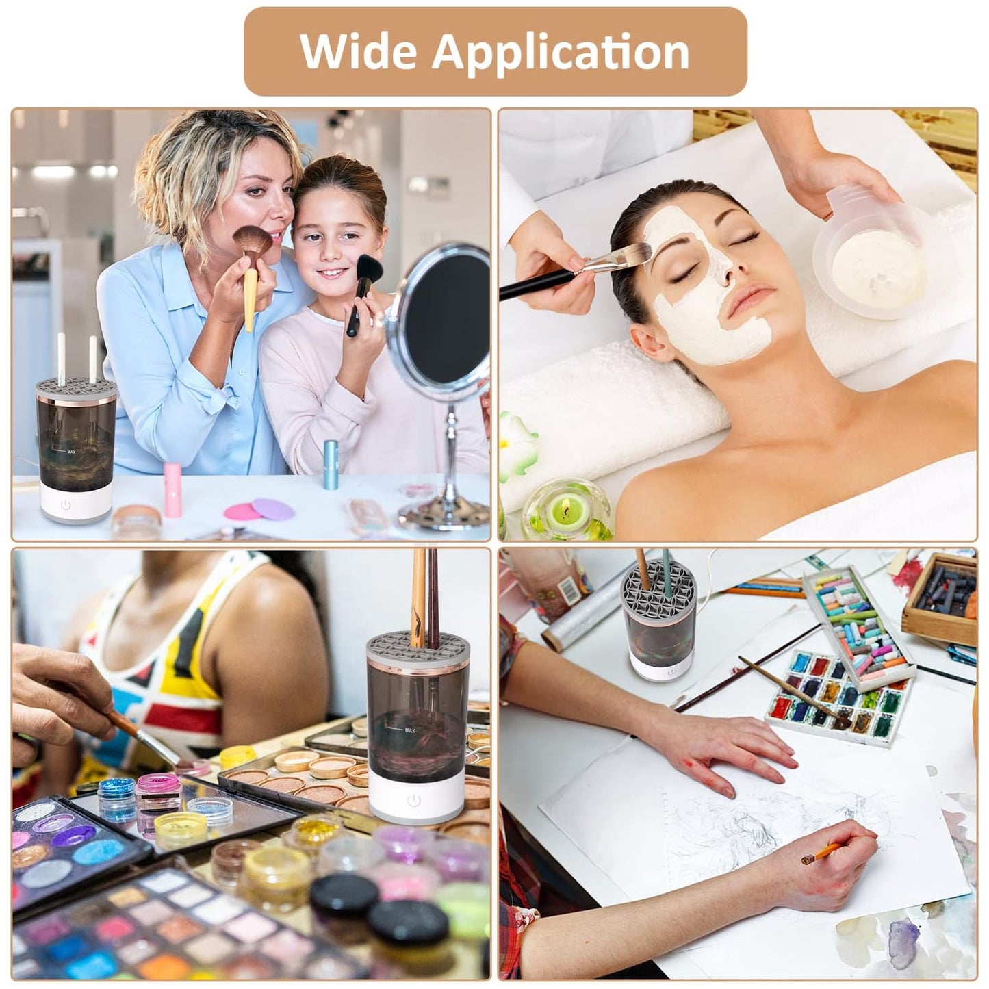Automatic Makeup Brush Cleaner Fast Electric Brush Cleaner Hand Free Machine Super Clean Brush Washer Brushes Organizer Tool (1 Pc)