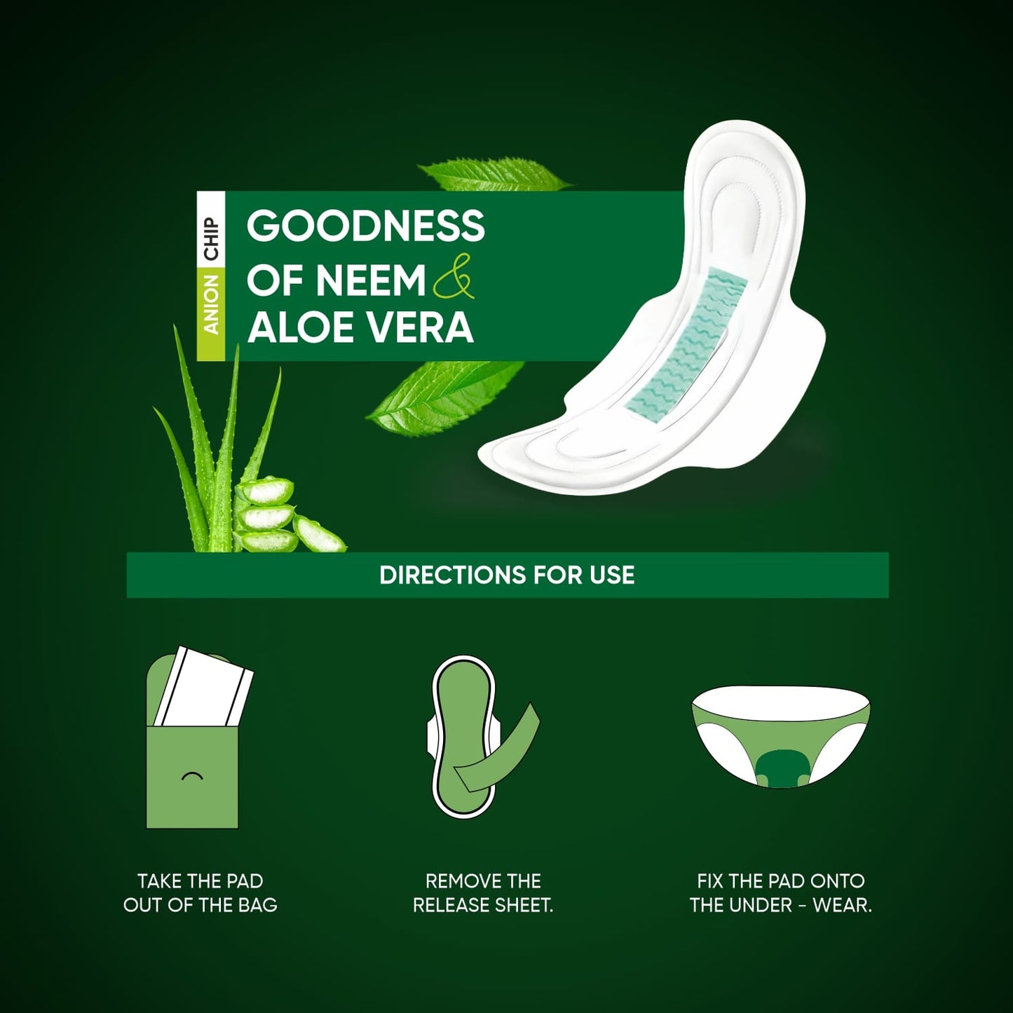 Sanitary Pads For Women With Goodness Of Neem Aloe Vera Ultra Thin Leakage Protection Ph Balance With Antibacterial Anion Chip 5x More Absorbance (320 Mm 36 Pads)
