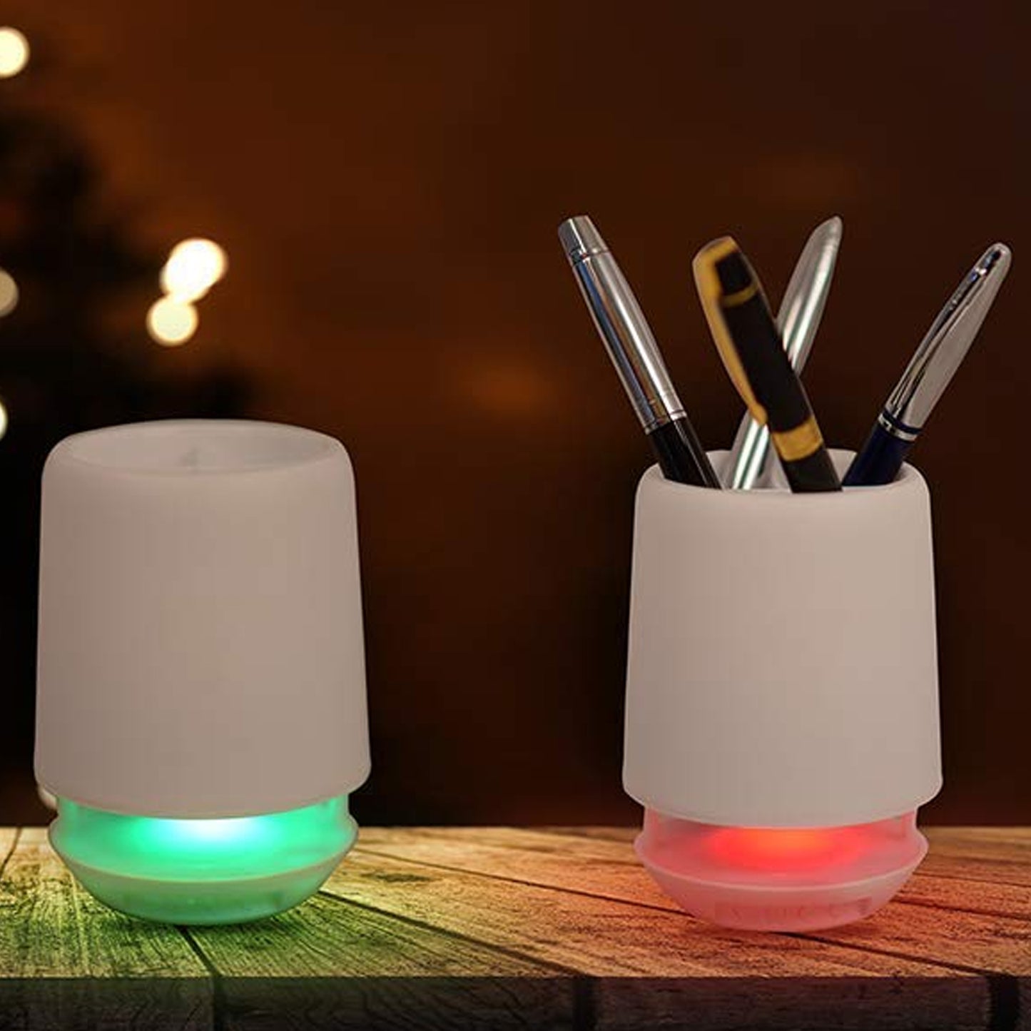 Multifunctional 4 Compartment Pen Holder With Bluetooth Speaker 5 W Bluetooth Speaker Laptop  Desk Speaker  Table Lamp  Night Lamp Smart Color Changing Pen Stand Wireless Bluetooth Speaker