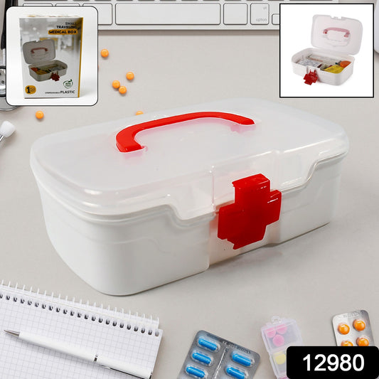 3 Compartment Medical Box 1 Piece Indoor Outdoor Medical Utility Medicine Storage Box Detachable Tray Medical Box Multi Purpose Regular Medicine First Aid Box With Handle Transparent Lid  Color Box