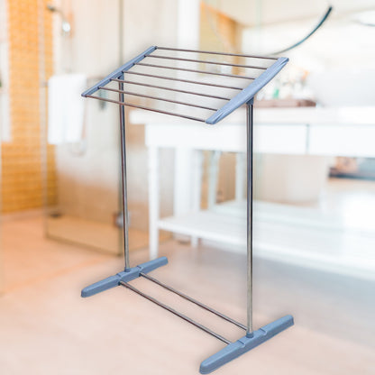 Multi-functional Single Tier Mobile Towel Foldable Rack For Cloth And Towel  Stainless Steel And Plastic Made Mobile Towel And Cloth Rack Holder Indoor  Outdoor Standing Movable Cloth Dryer Rack Balcony Cloth Drying Stand