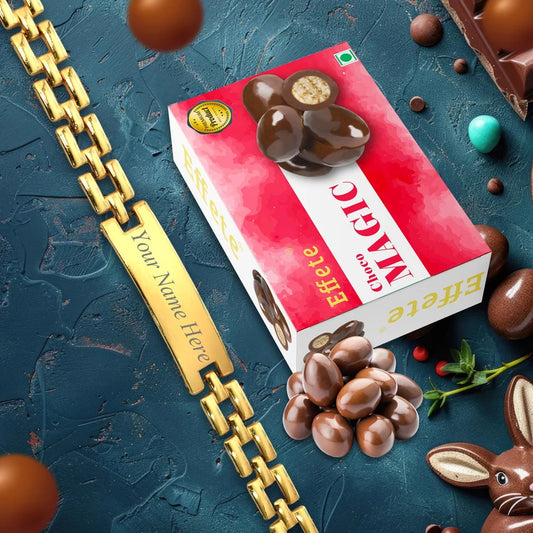 Elegant Duo Personalized Bracelet  Gourmet Chocolate Gift Combo