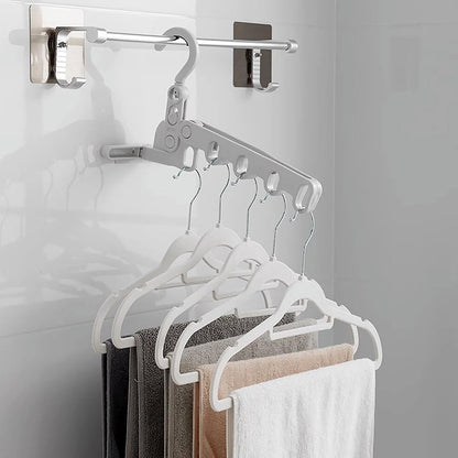 5holes Foldable Clothes Hanger Travel Clothes Hanger Multifunctional Clothes Hanger Space-saving Wall Holder Clothes Rack Robust Clothes Hanger For Travel Indoors.