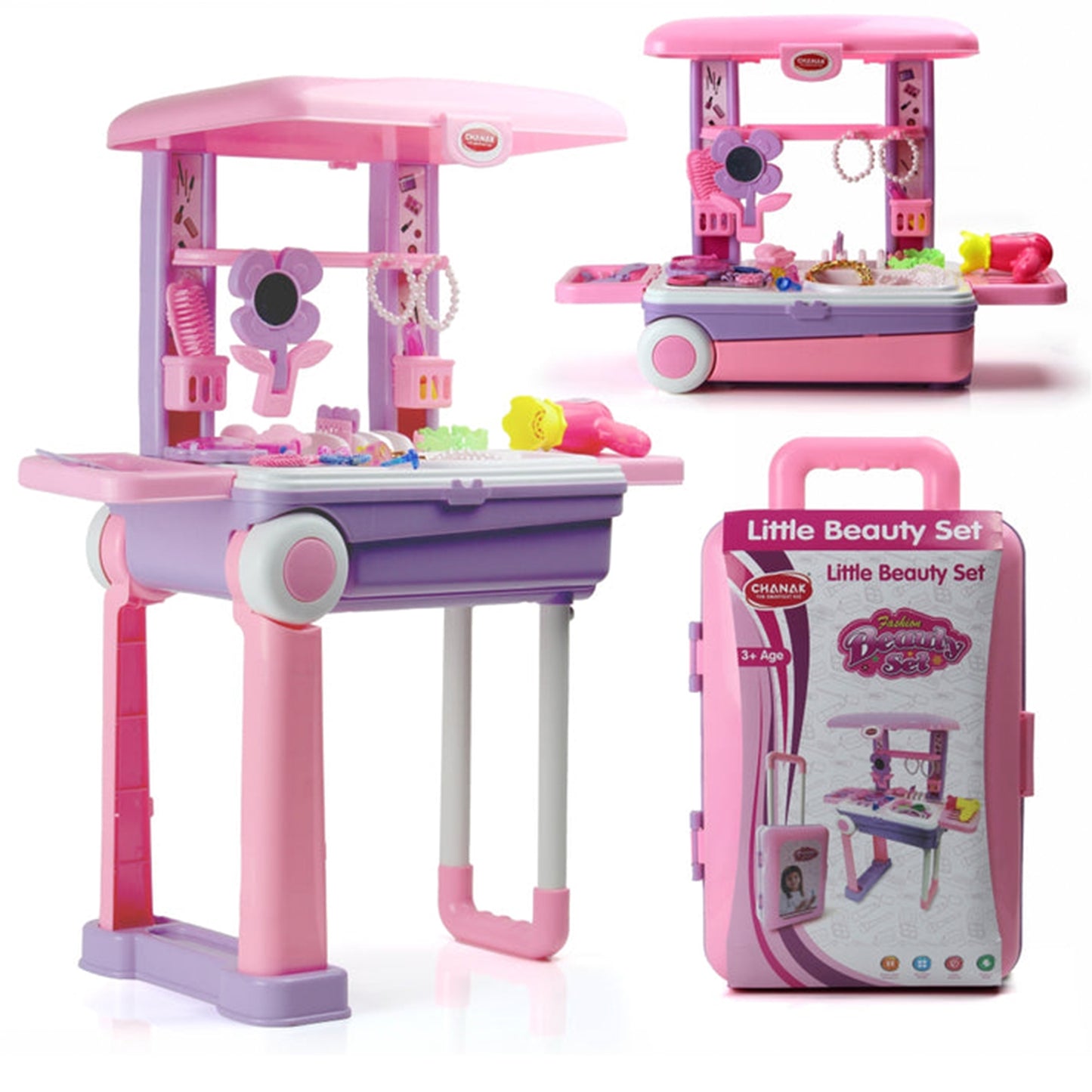 Big Beauty Set Suitcase On Wheel The Ultimate Beauty Set On Wheels For Girls Makeup Kit Is Easy To Clean  Use Portable Beauty Set With 25 Pieces For 3 Years Bis Approved. (Beauty Set Trolley)