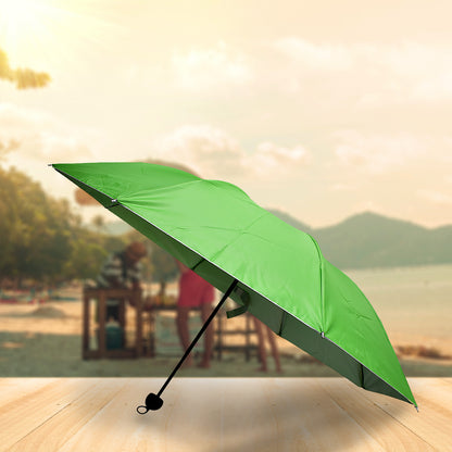 3 Fold Sun Protective Solid Foldable Outdoor Umbrella Portable Sun Uv Protection Lightweight Rain Umbrella With Umbrella Case For Girls Women Men Boys