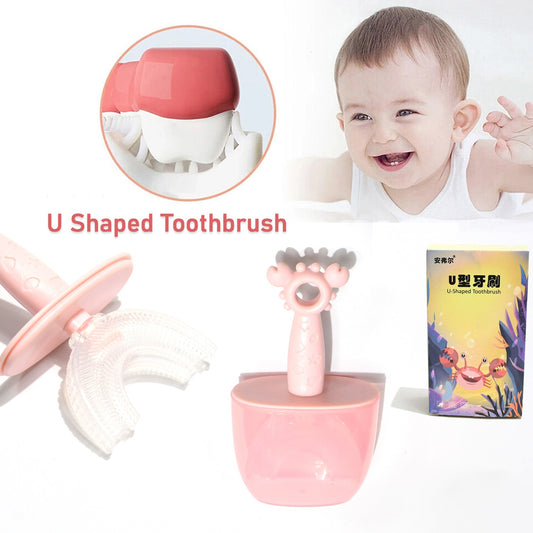 Kids U Shaped Toothbrush Children/baby Silicone Kids Toothbrushu Shaped Silicone Brush Head For 360 Degree Cleaning Suitable For 2-6 Years(1 Pc)