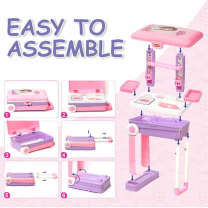 Big Beauty Set Suitcase On Wheel The Ultimate Beauty Set On Wheels For Girls Makeup Kit Is Easy To Clean  Use Portable Beauty Set With 25 Pieces For 3 Years Bis Approved. (Beauty Set Trolley)