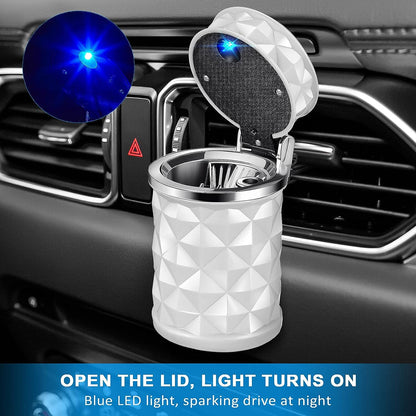Car Cupholder Travel Ashtray With Lid And Led Light Portable With Blue Led Light Ideal Decorative Cigar Ash Bucket Cigarette Ashtray Car Waste Bin