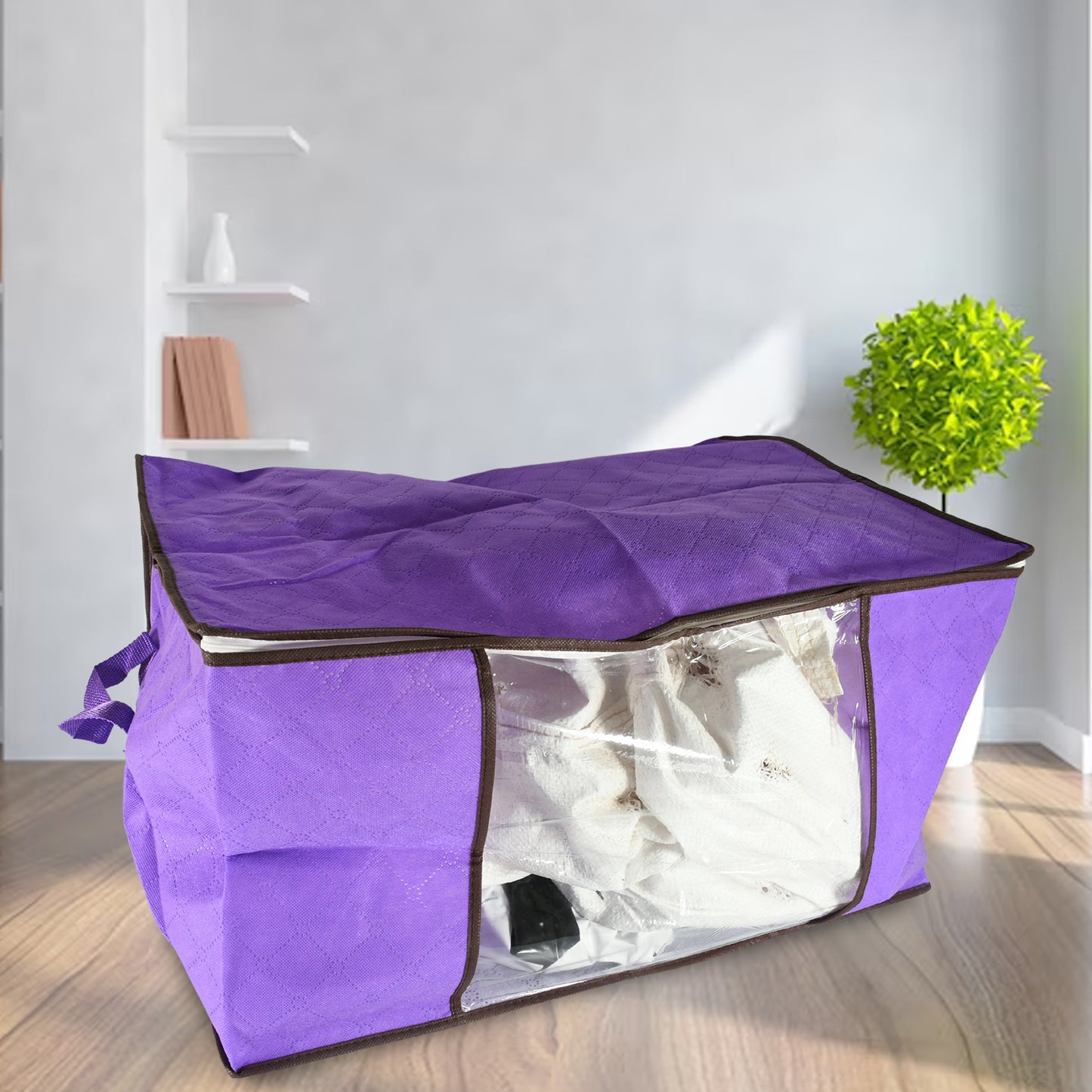 Clothing Storage Bag With Zipper Non-woven Storage Bag For Storing The Clothes And Sarees.