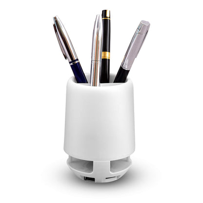 Multifunctional 4 Compartment Pen Holder With Bluetooth Speaker 5 W Bluetooth Speaker Laptop  Desk Speaker  Table Lamp  Night Lamp Smart Color Changing Pen Stand Wireless Bluetooth Speaker
