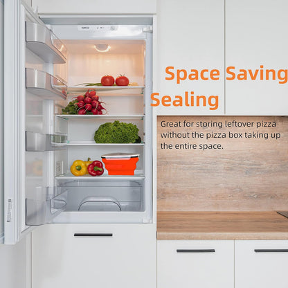 Reusable Pizza Storage Containers With 5 Microwavable Serving Trays Silicone Container Expandable  Adjustable For Packing Pizza At Home  Outdoor