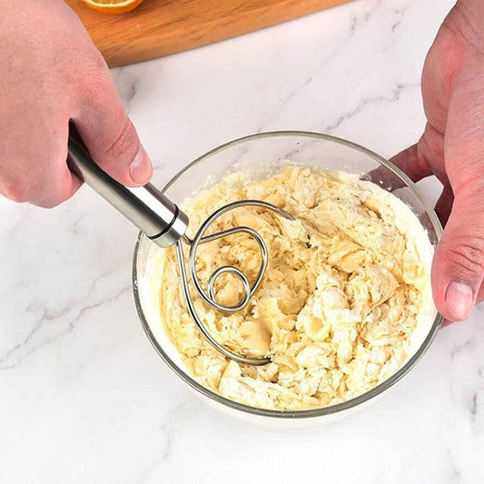 Dough Whisk Premium Stainless Steel Dutch Whisk Dough Hand Mixer Artisan Blender For Egg Bread Cake Pastry Pizza Dough - Perfect Baking Tools Whisking Tirring Kitchen Tools (1 Pc)